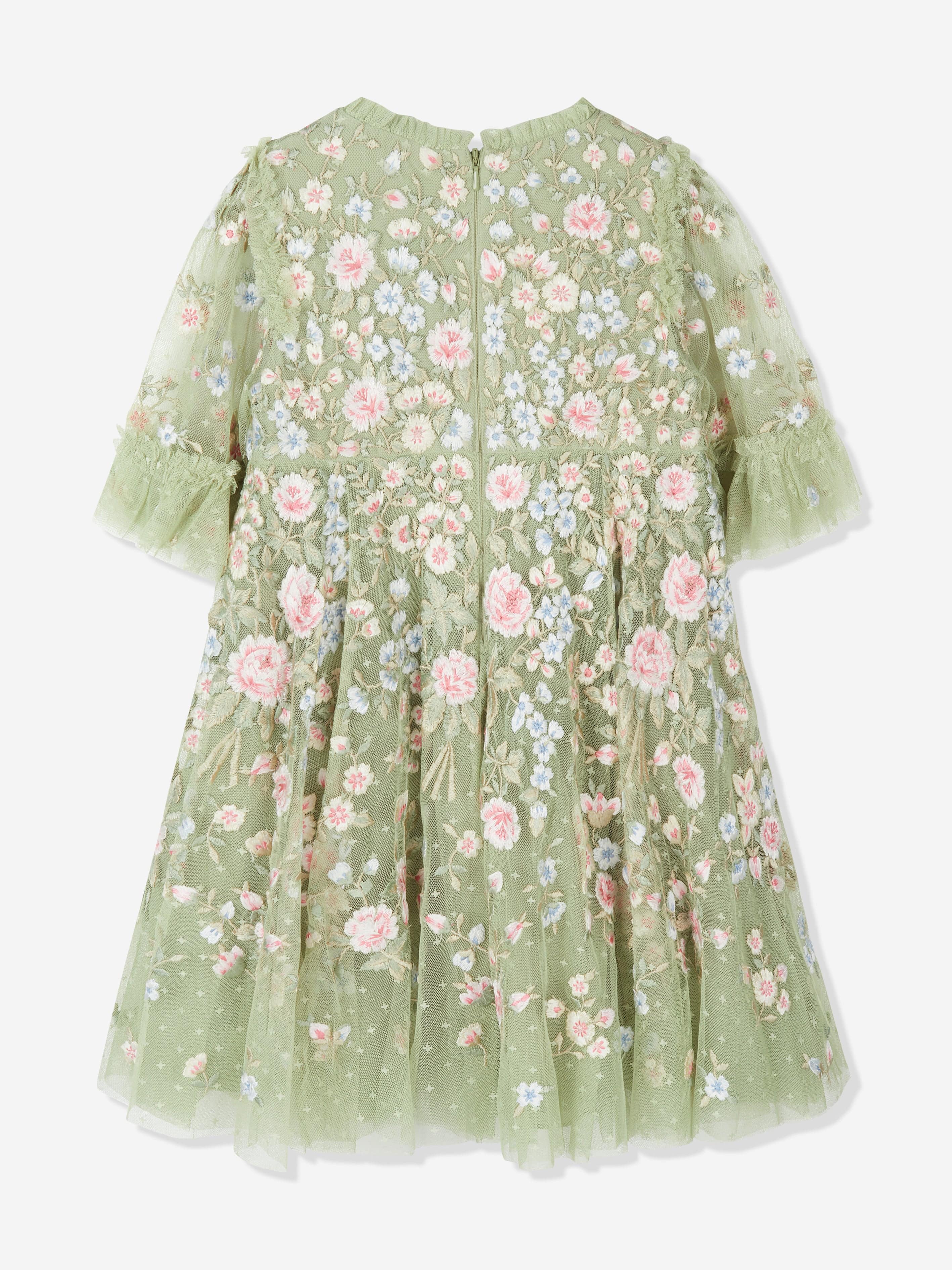 Needle & Thread Girls Antionettes Floral Dress in Green