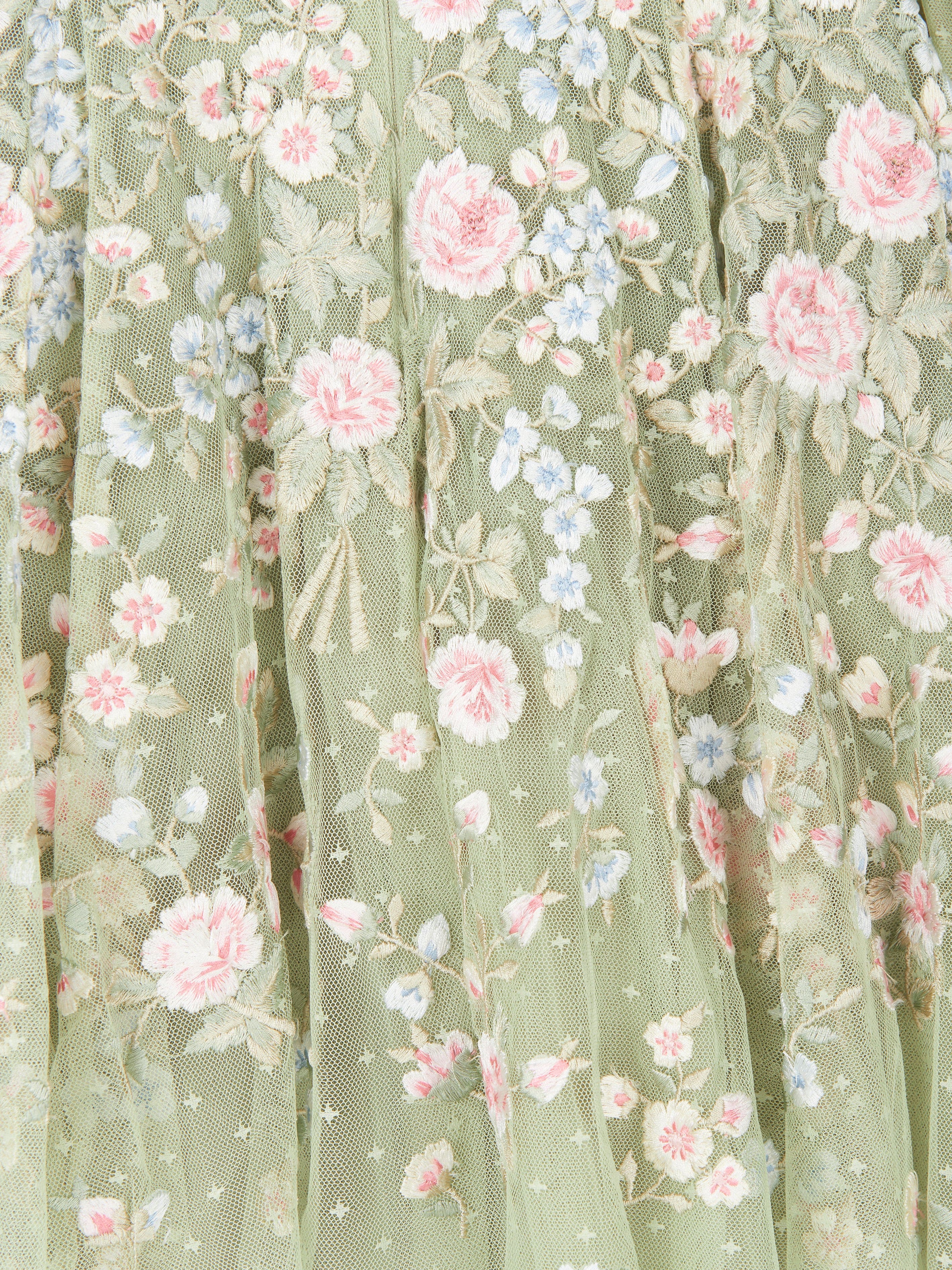 Needle & Thread Girls Antionettes Floral Dress in Green
