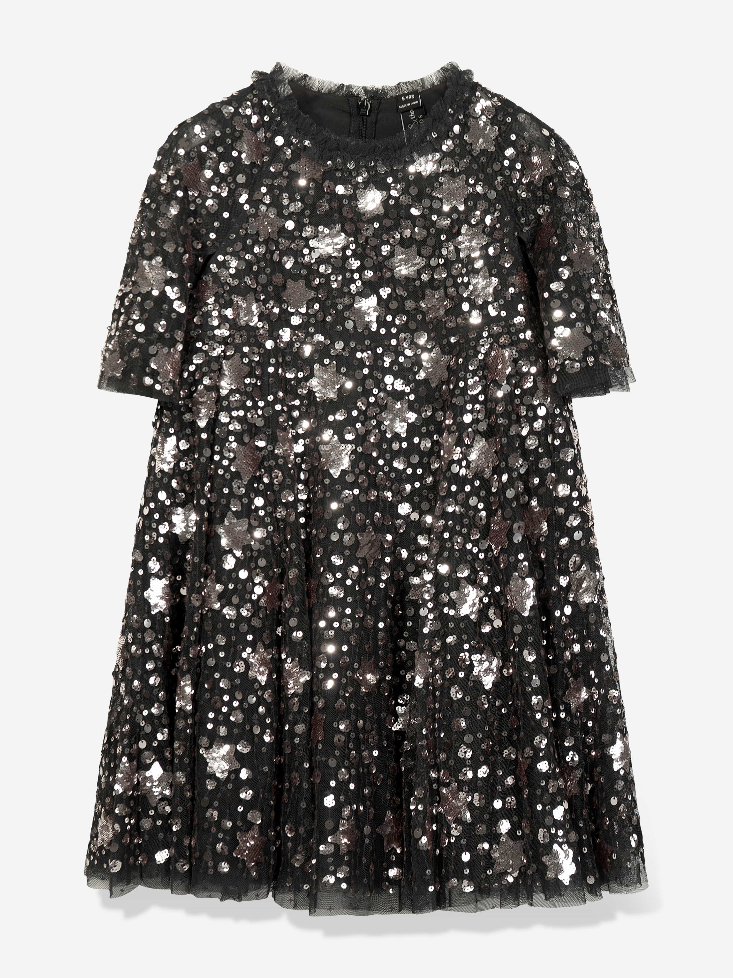 Needle & Thread Girls Shooting Stars Dress in Black 5 Yrs Needle & Thread Girls Shooting Stars Dress in Black 5 Yrs