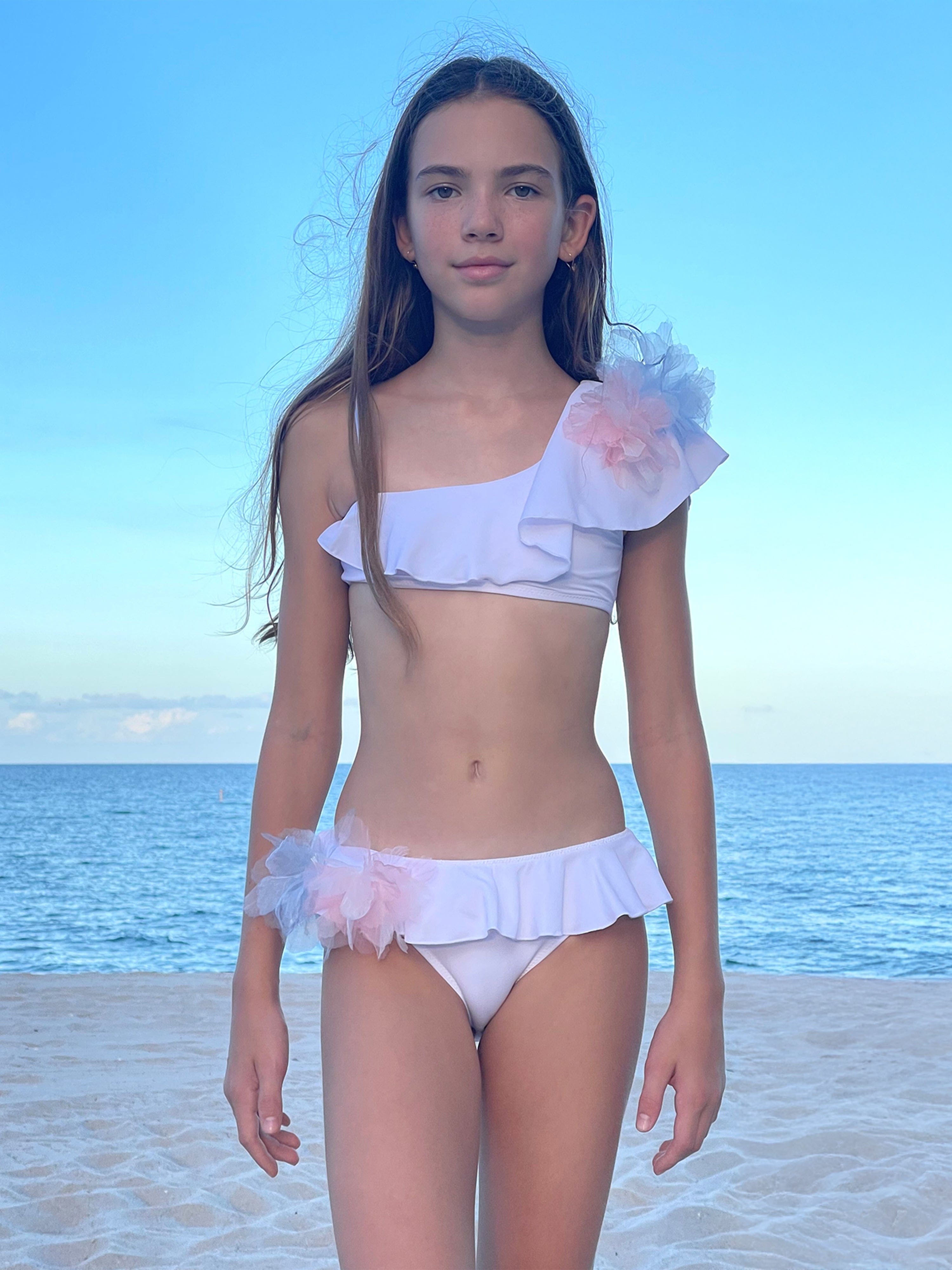 Nessi Byrd Girls Saphira Bikini in White | Childsplay Clothing