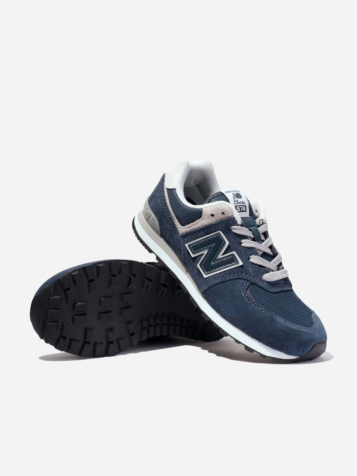 New Balance - Kids 574 Lace Up Logo Trainers in Navy | Childsplay 