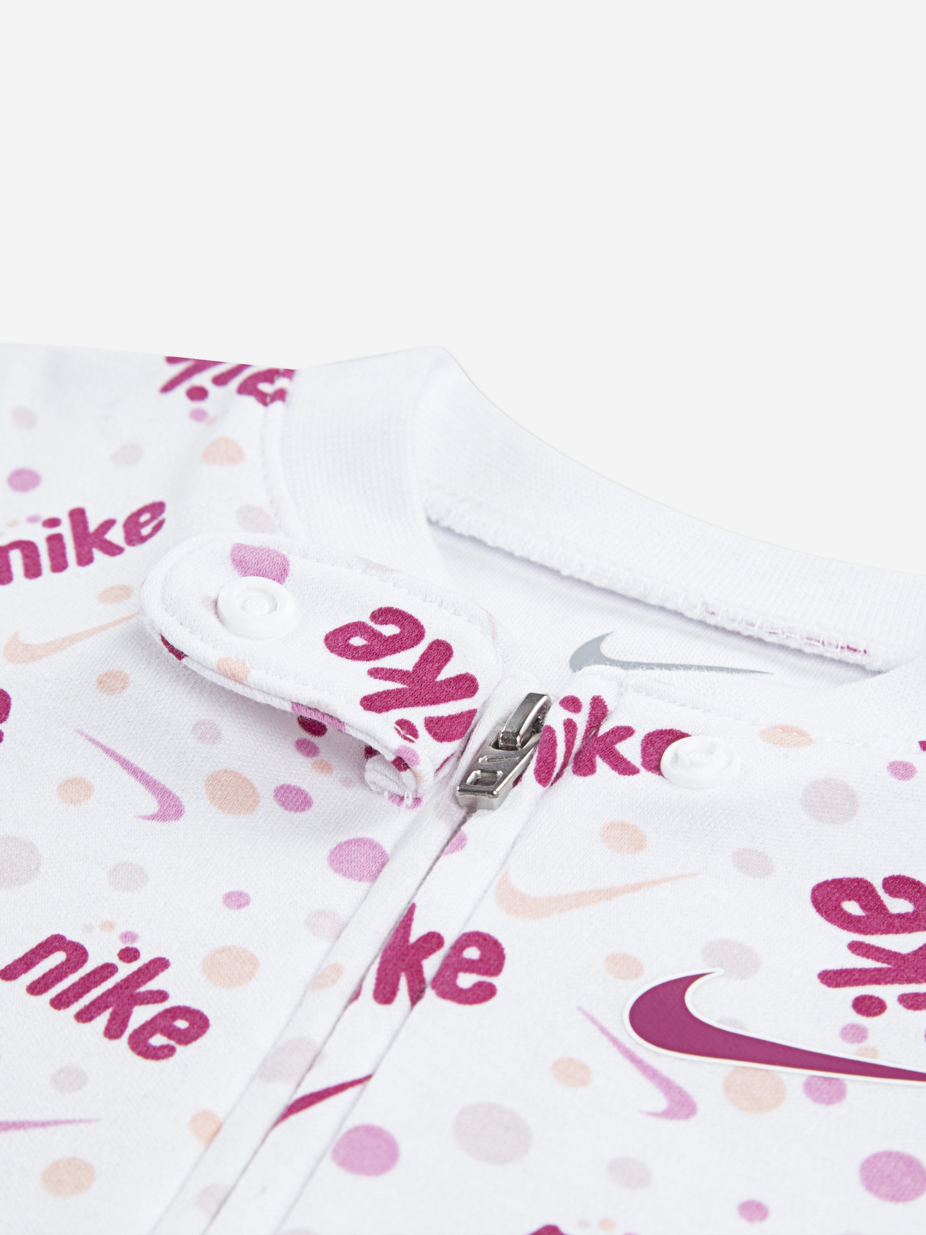 Nike Baby Girls Play For All AOP Babygrow in White | Childsplay
