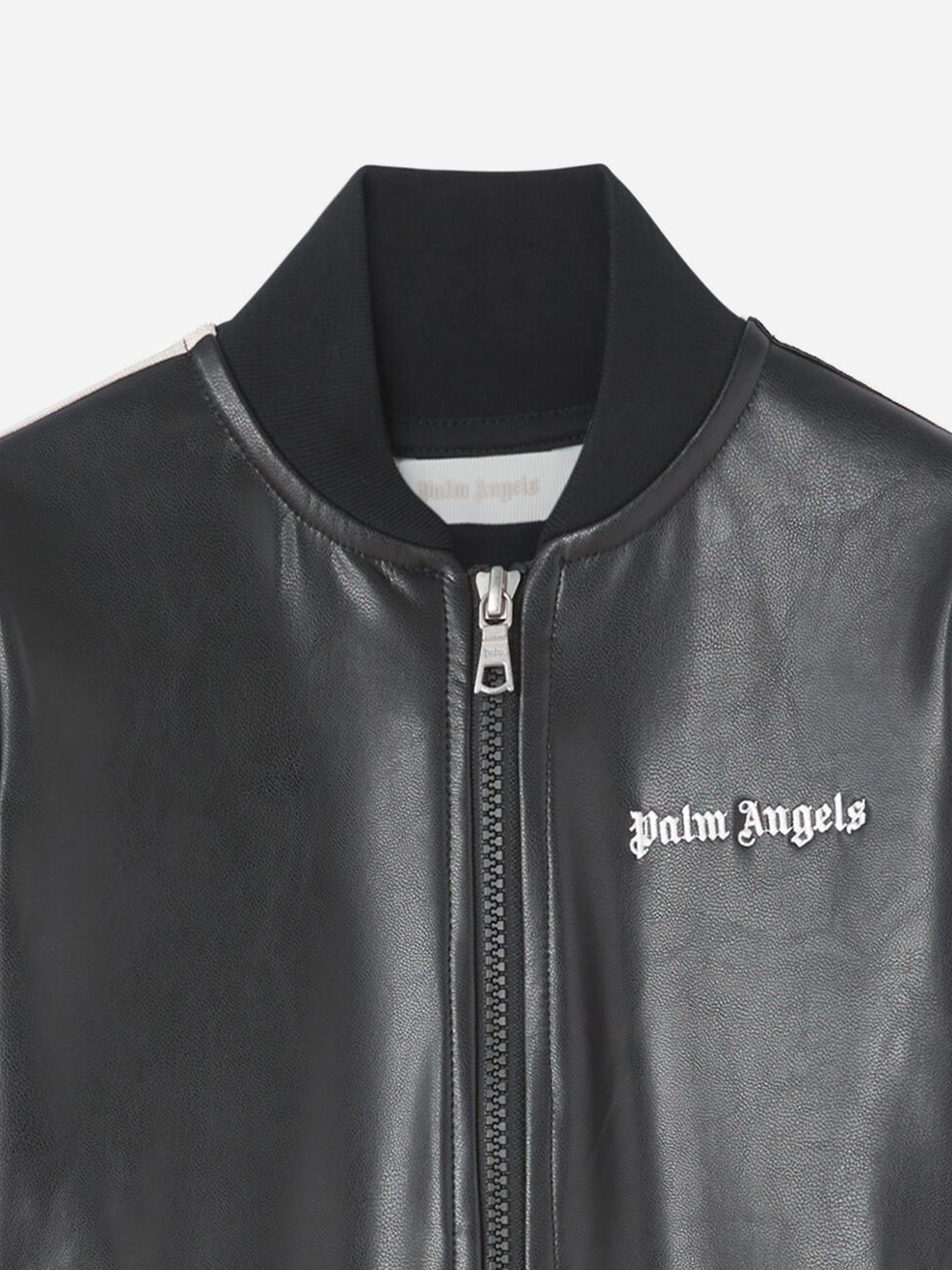 Palm Angels Girls Coated Track Jacket in Black | Childsplay Clothing