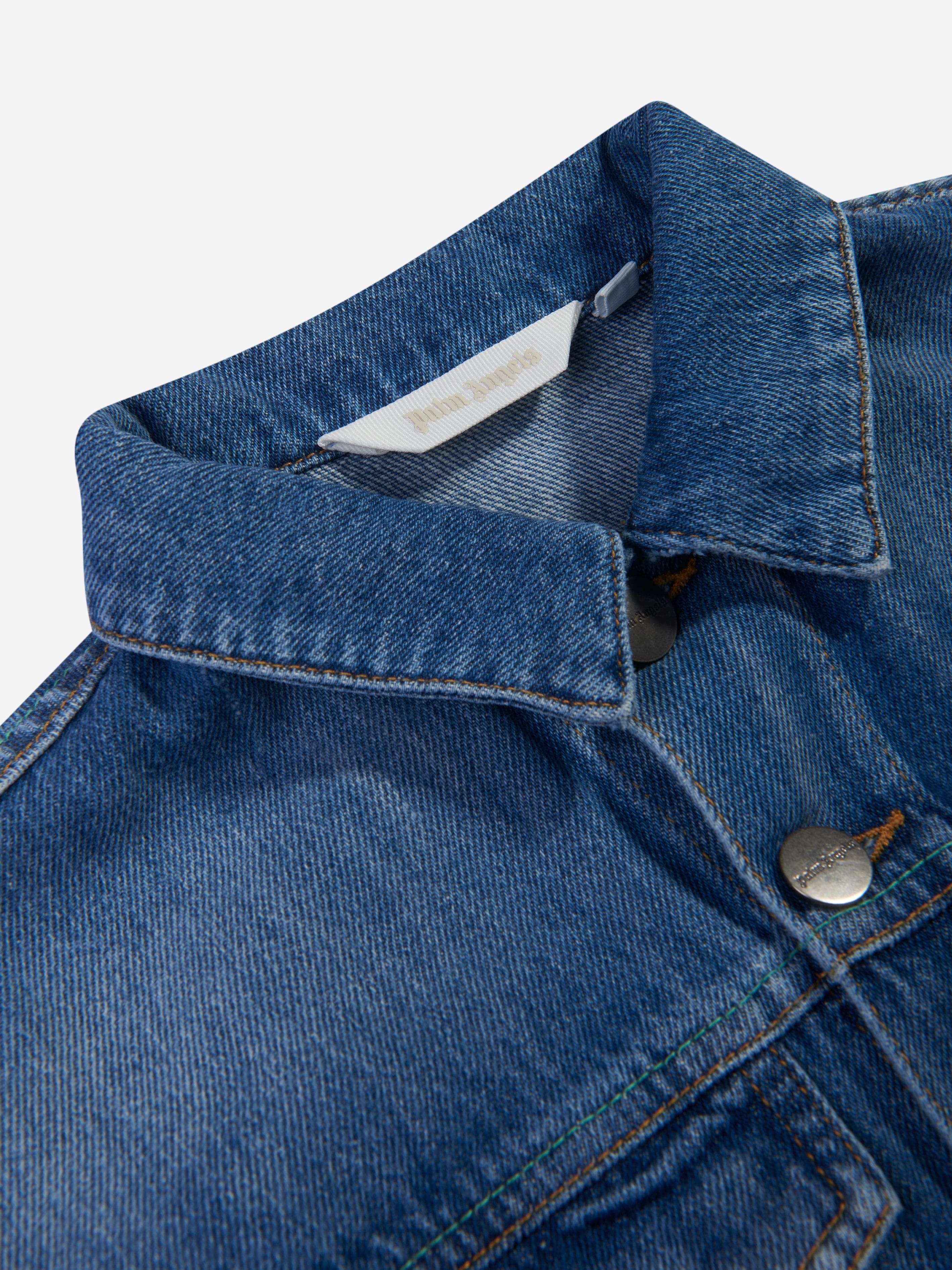 Palm Angels Boys Overlogo Denim Jacket in Blue | Childsplay Clothing