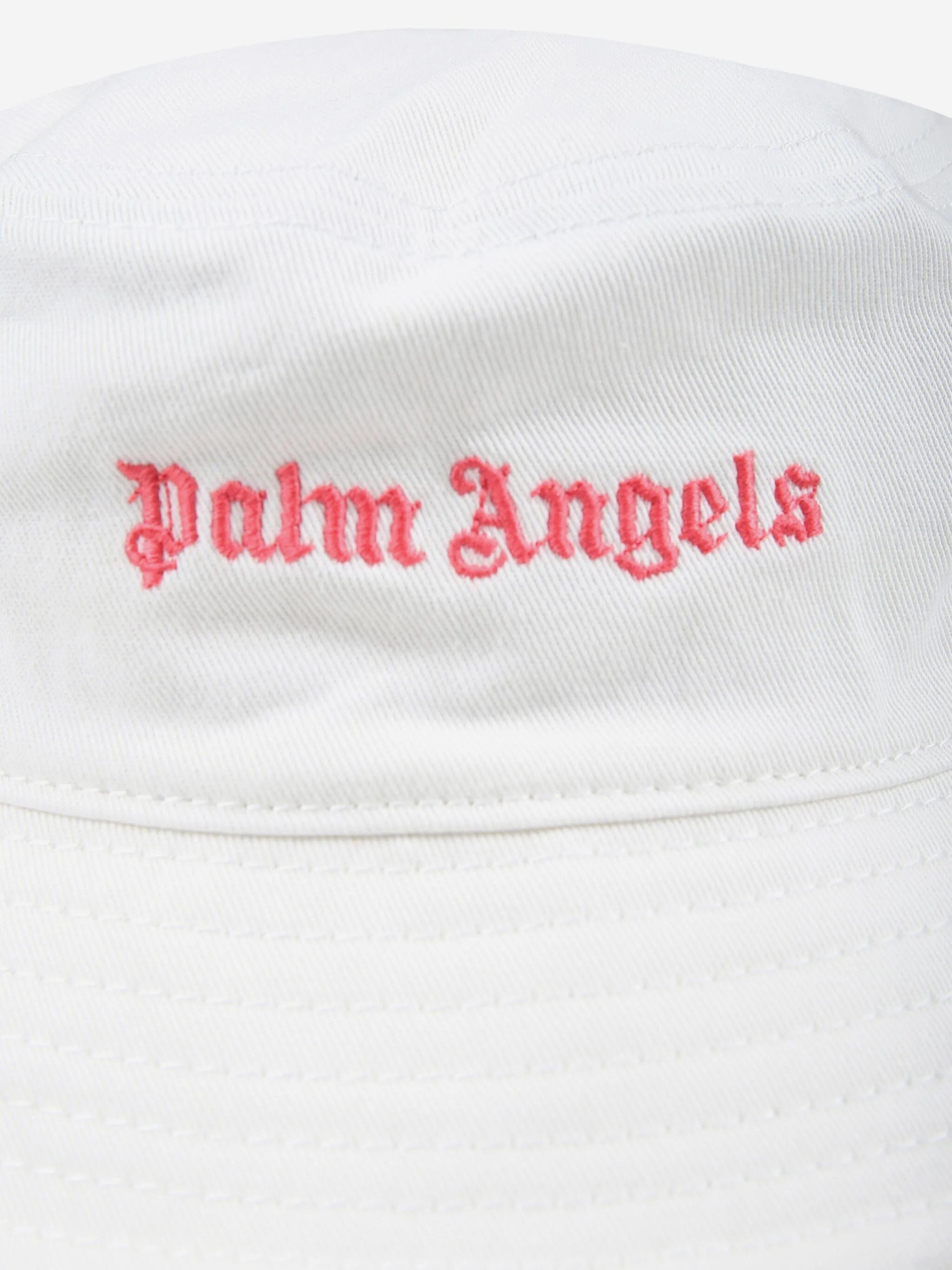 Palm Angels Girls Logo Bucket Hat in Ivory