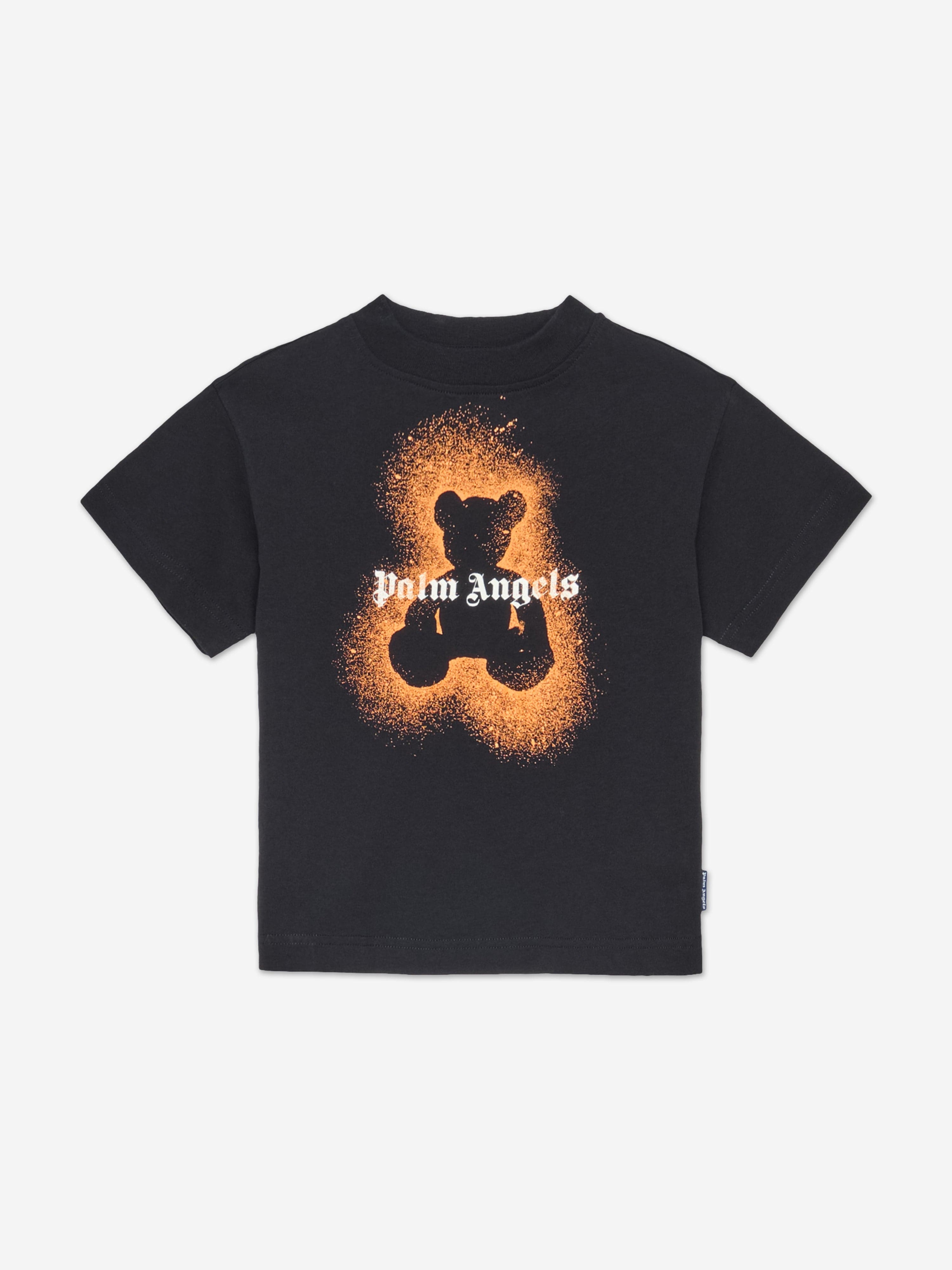 Palm Angels Boys Spray Bear Regular T-Shirt in Black