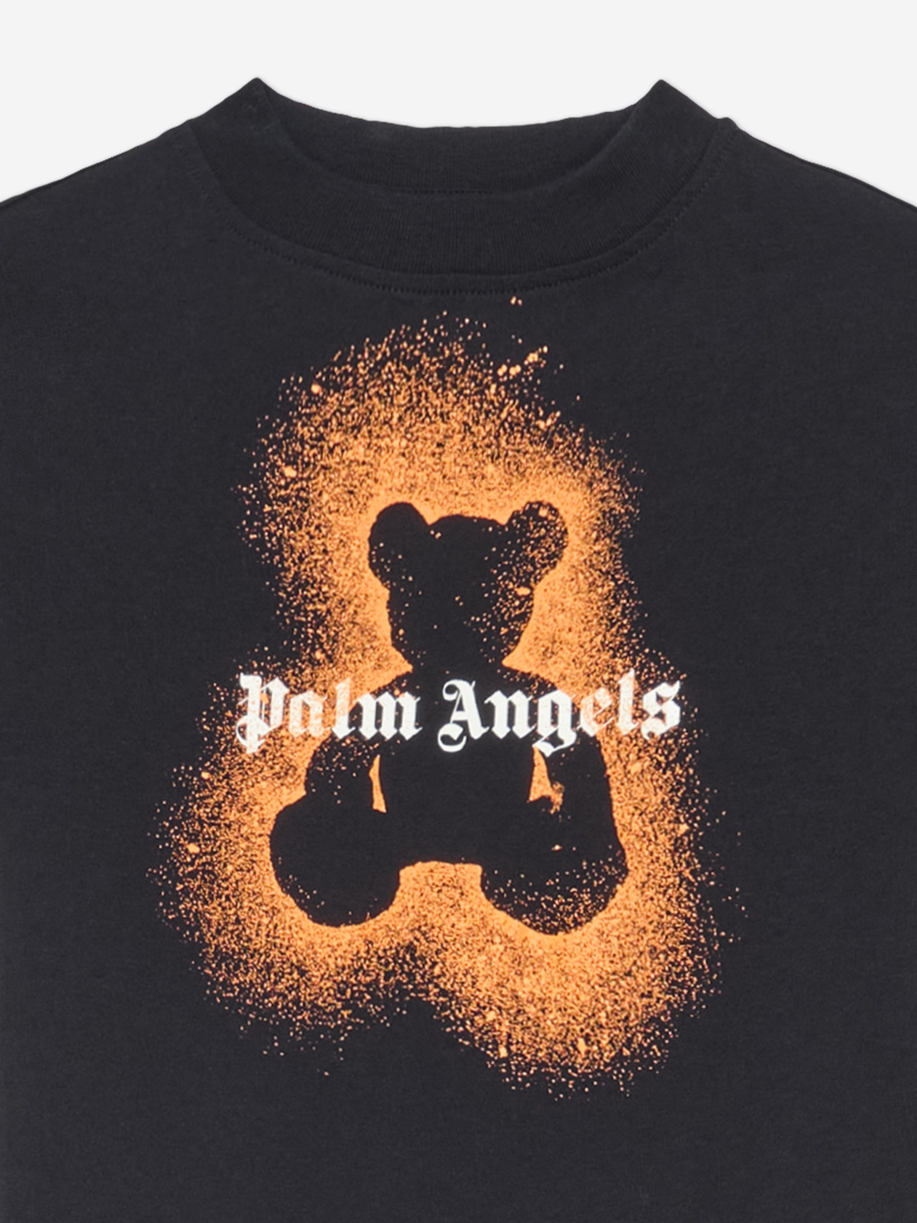 Palm Angels Boys Spray Bear Regular T-Shirt in Black
