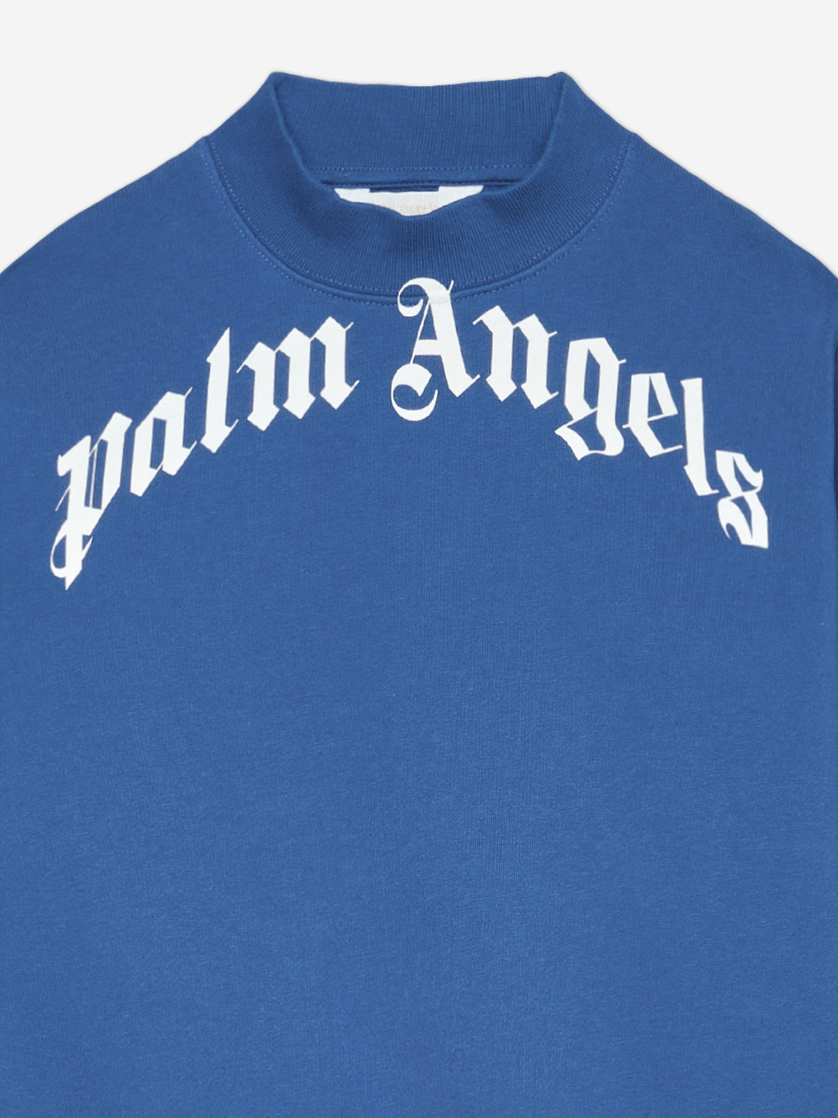 Palm Angels Boys Curved Logo Regular Sweatshirt in Blue 