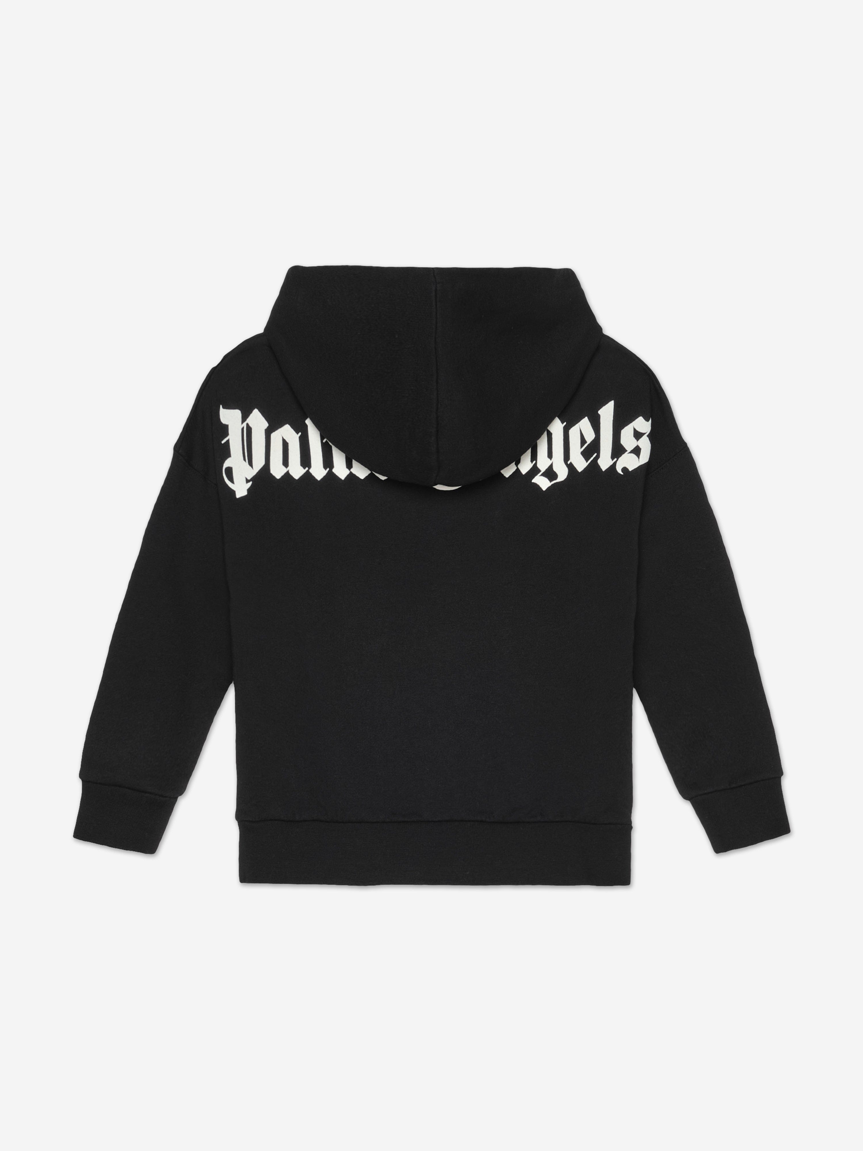 Palm Angels Boys Overlogo Oversize Fit Hoodie in Black
