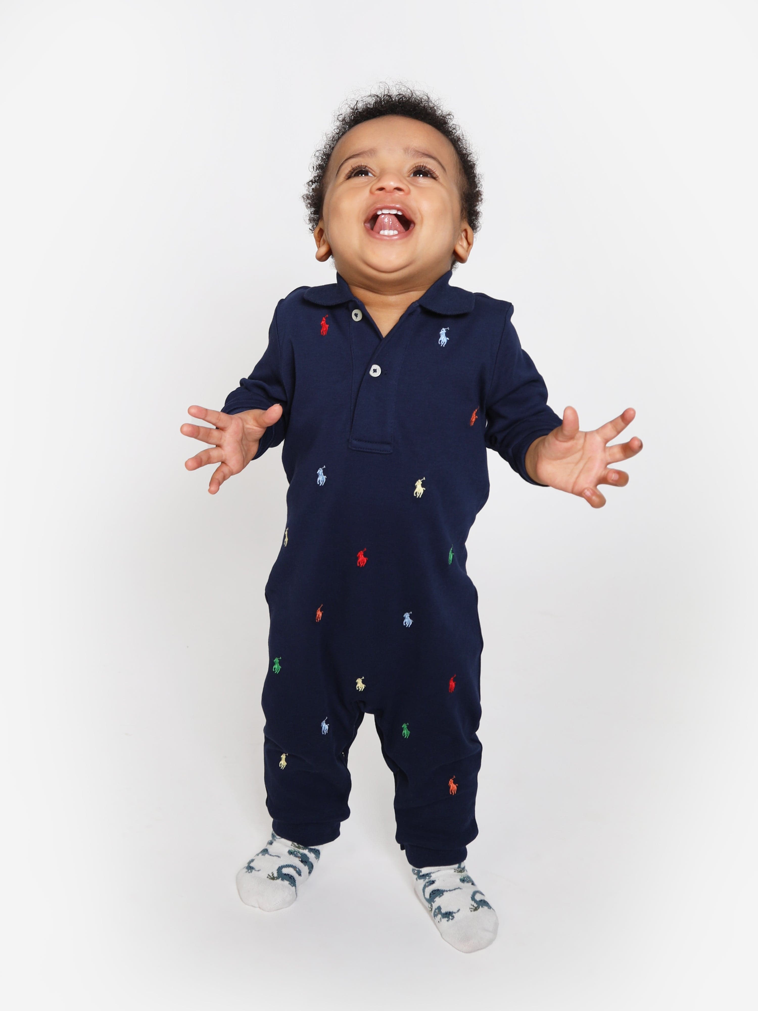 Ralph Lauren Baby Boys Logo Romper in Navy | Childsplay Clothing