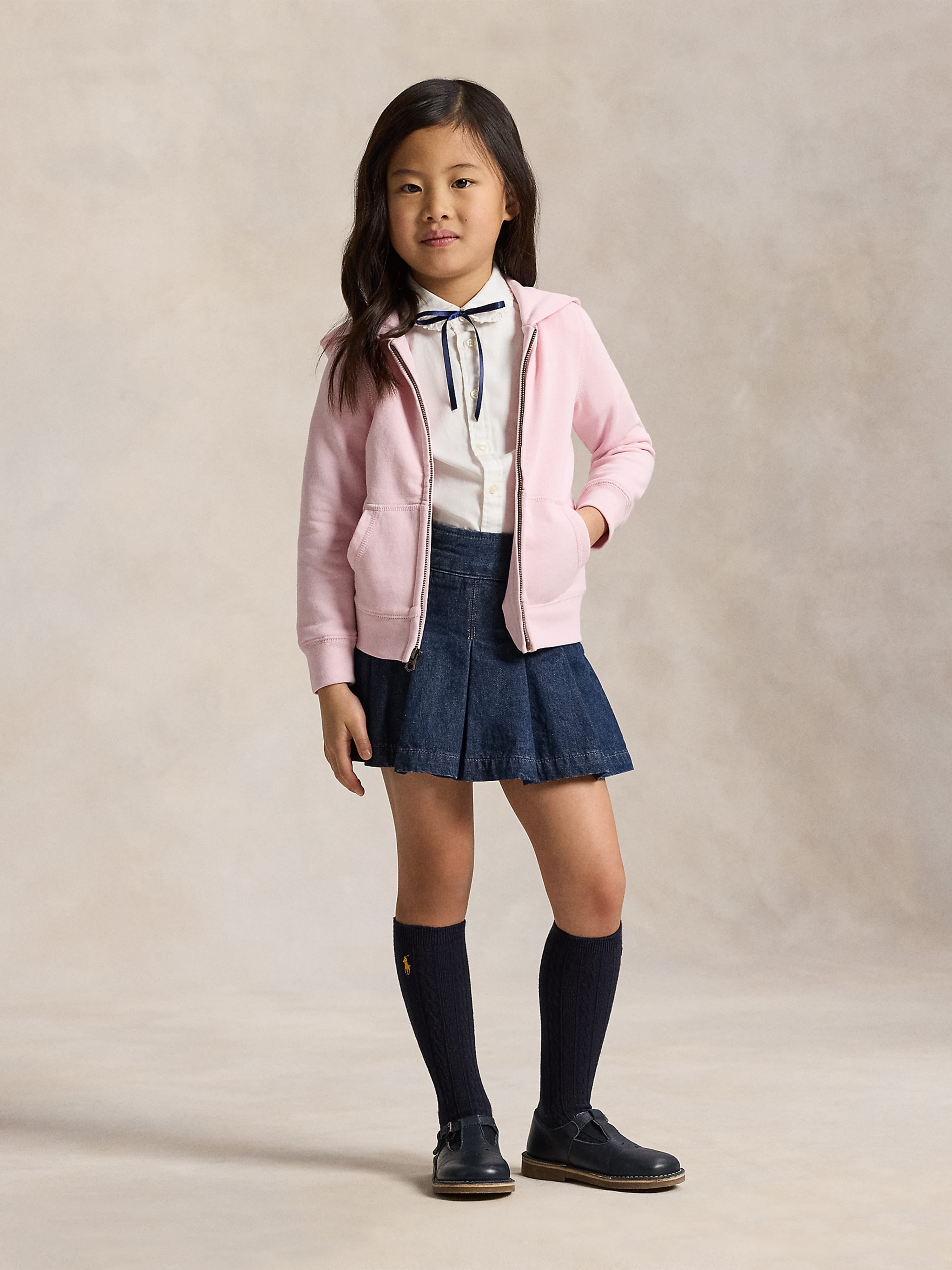 Ralph Lauren Girls Logo Zip Up Top in Pink | Childsplay Clothing