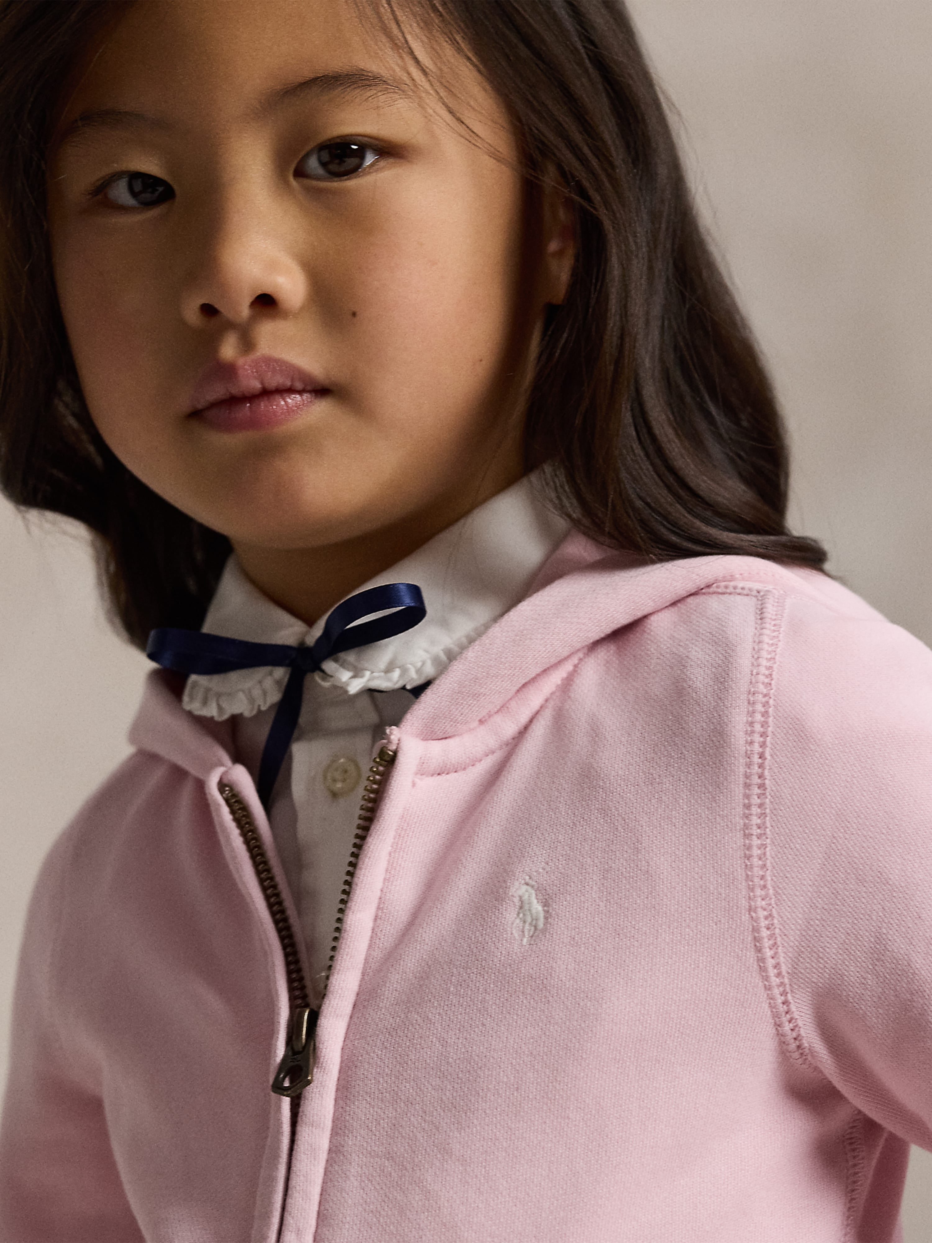 Ralph Lauren Girls Logo Zip Up Top in Pink | Childsplay Clothing