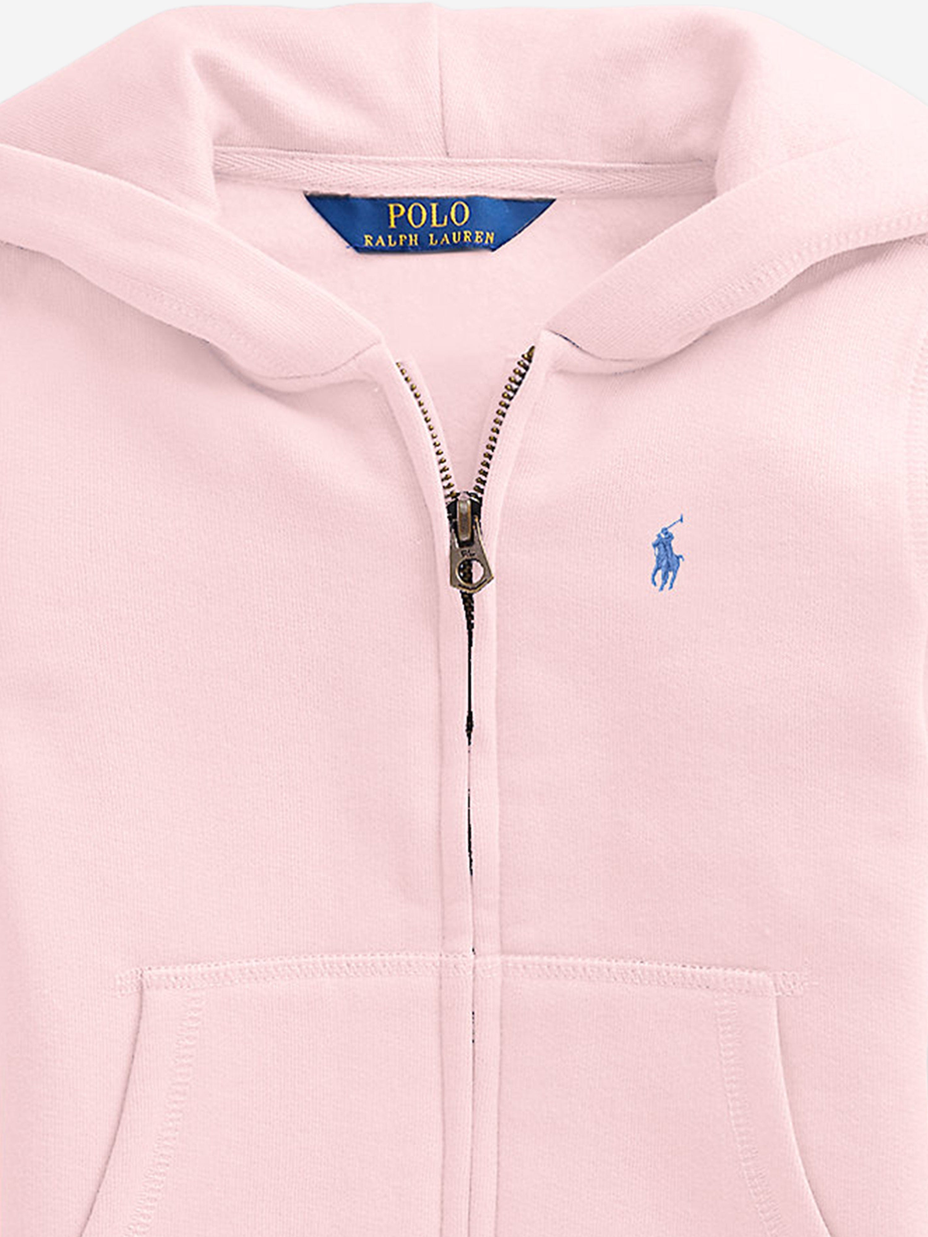 Ralph Lauren Girls Logo Zip Up Top in Pink | Childsplay Clothing