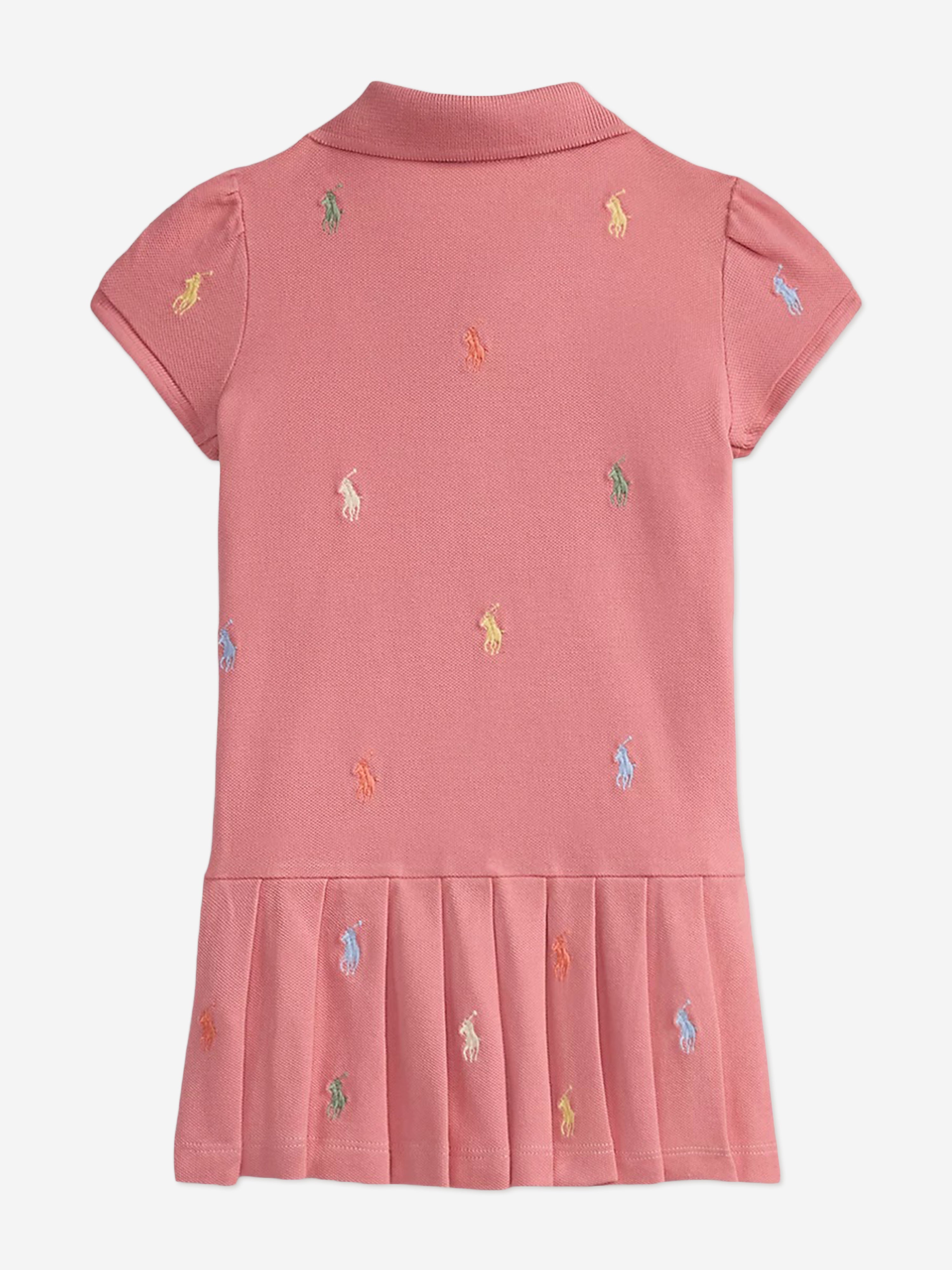 Ralph Lauren Baby Girls Stretch Mesh Polo Dress in Pink