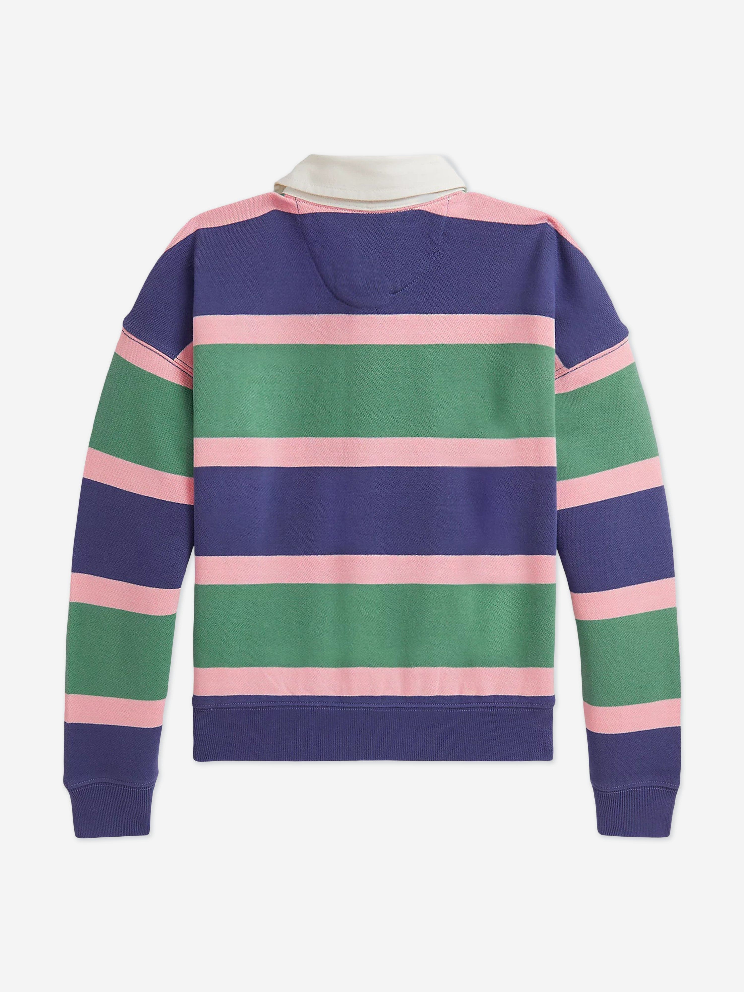 Ralph Lauren Girls Loopback Terry Rugby Shirt in Green