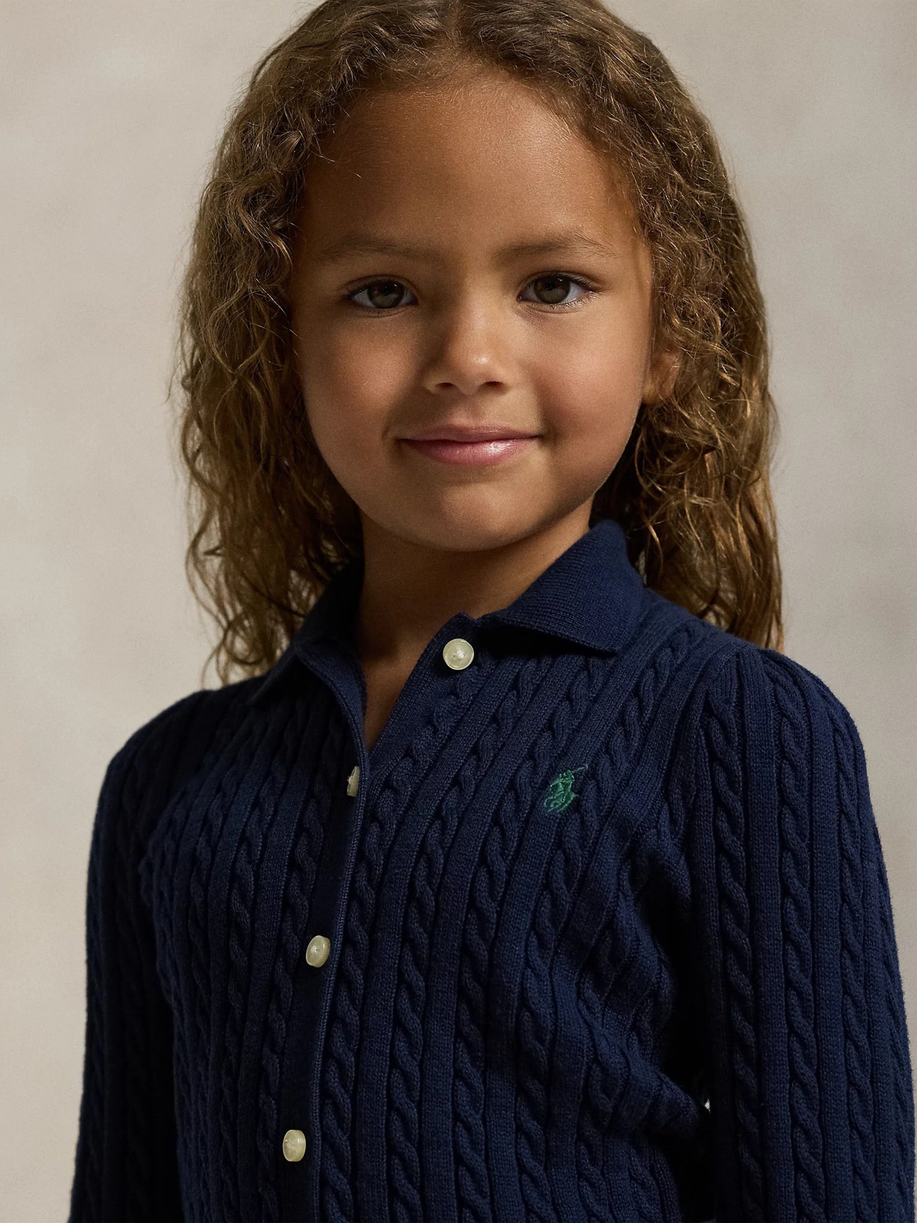 Ralph Lauren Girls Cable Knit Cardigan and Skirt Set in Navy
