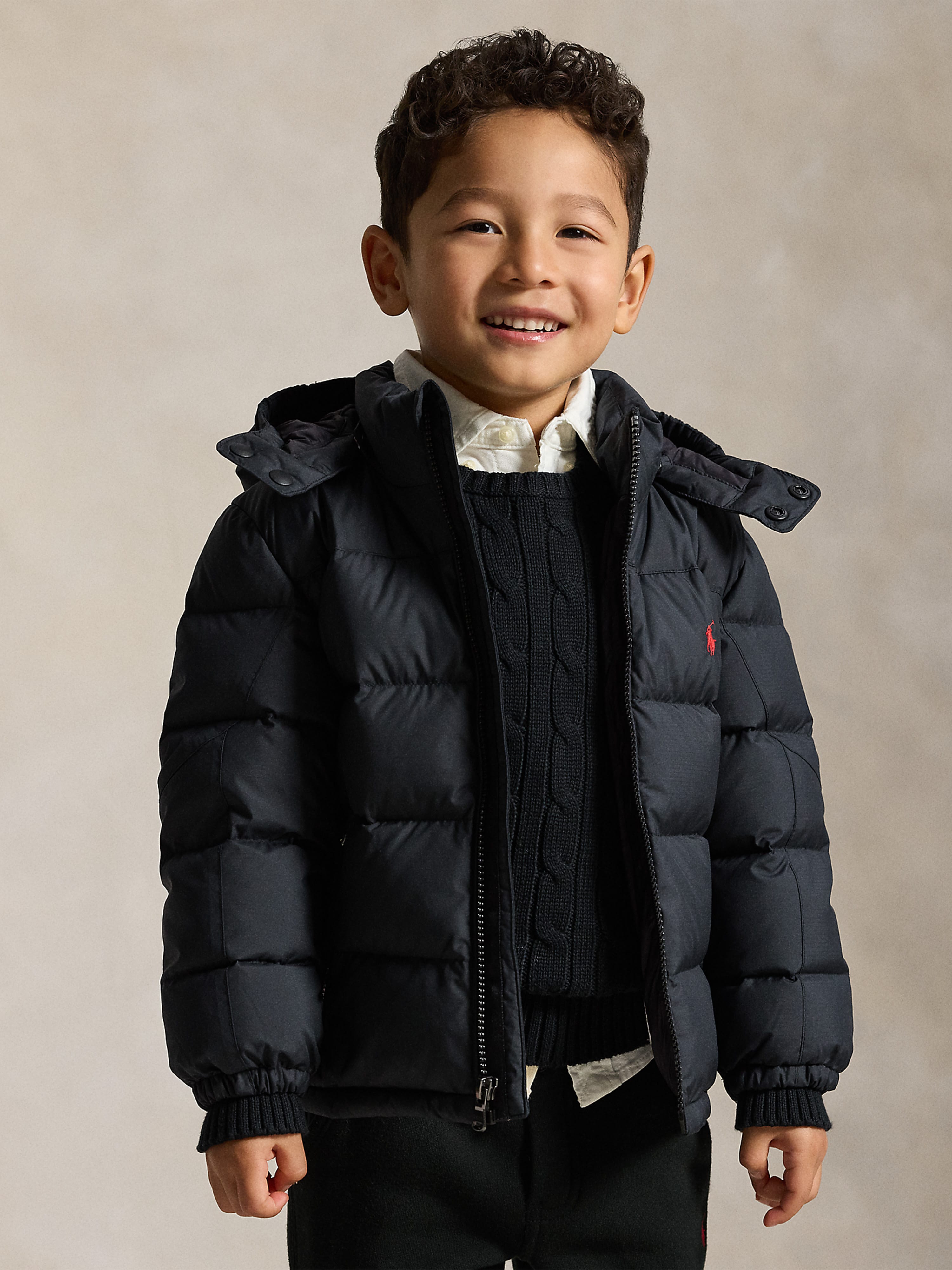 Ralph Lauren Boys Down Padded Puffer Jacket in Black | Childsplay