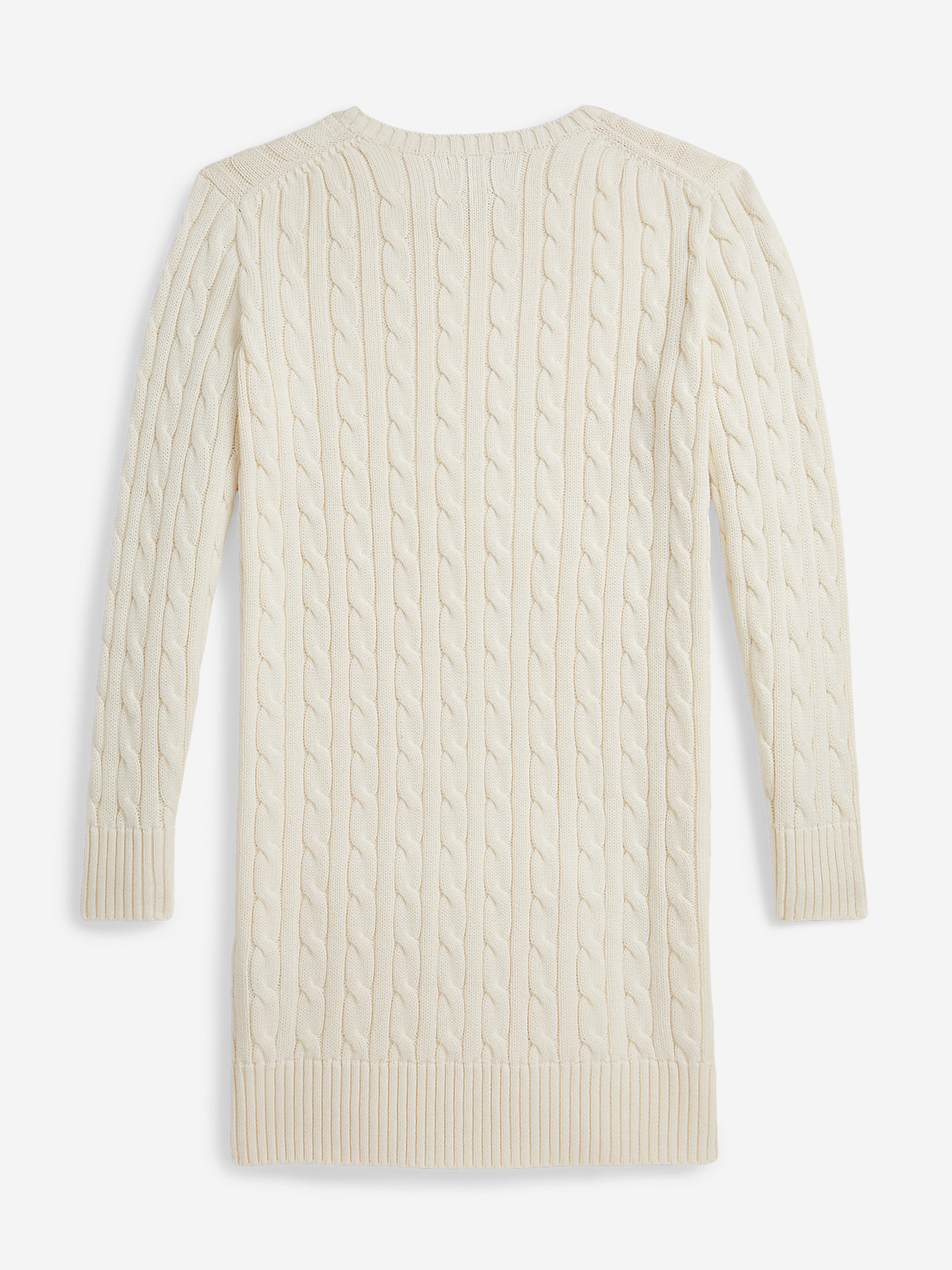 Ralph Lauren Girls Cable Knit Jumper Dress in Ivory