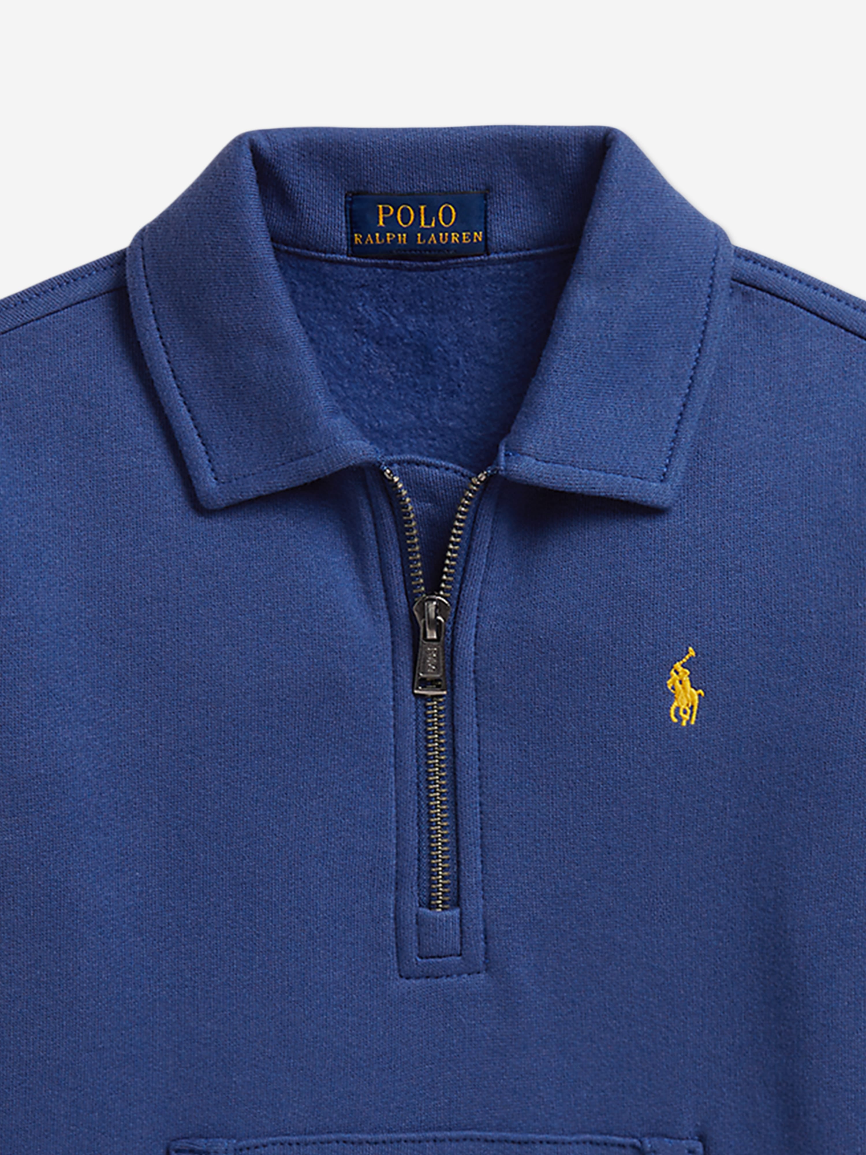 Ralph Lauren Kids Boys Half Zip Logo Sweatshirt Blue | 2–20 Yrs