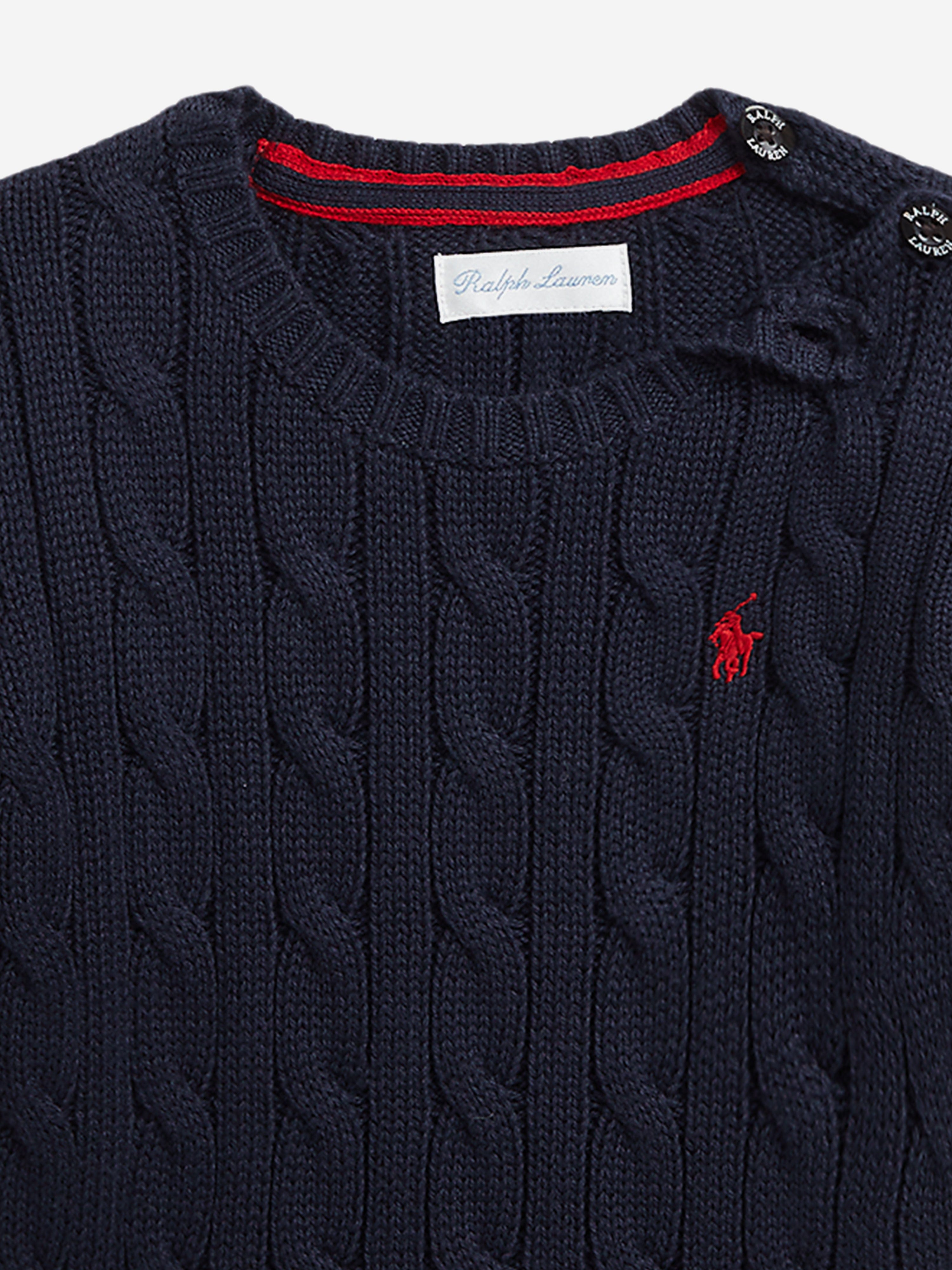 Ralph Lauren Baby Boys Cable Knit Jumper in Navy | Childsplay Clothing