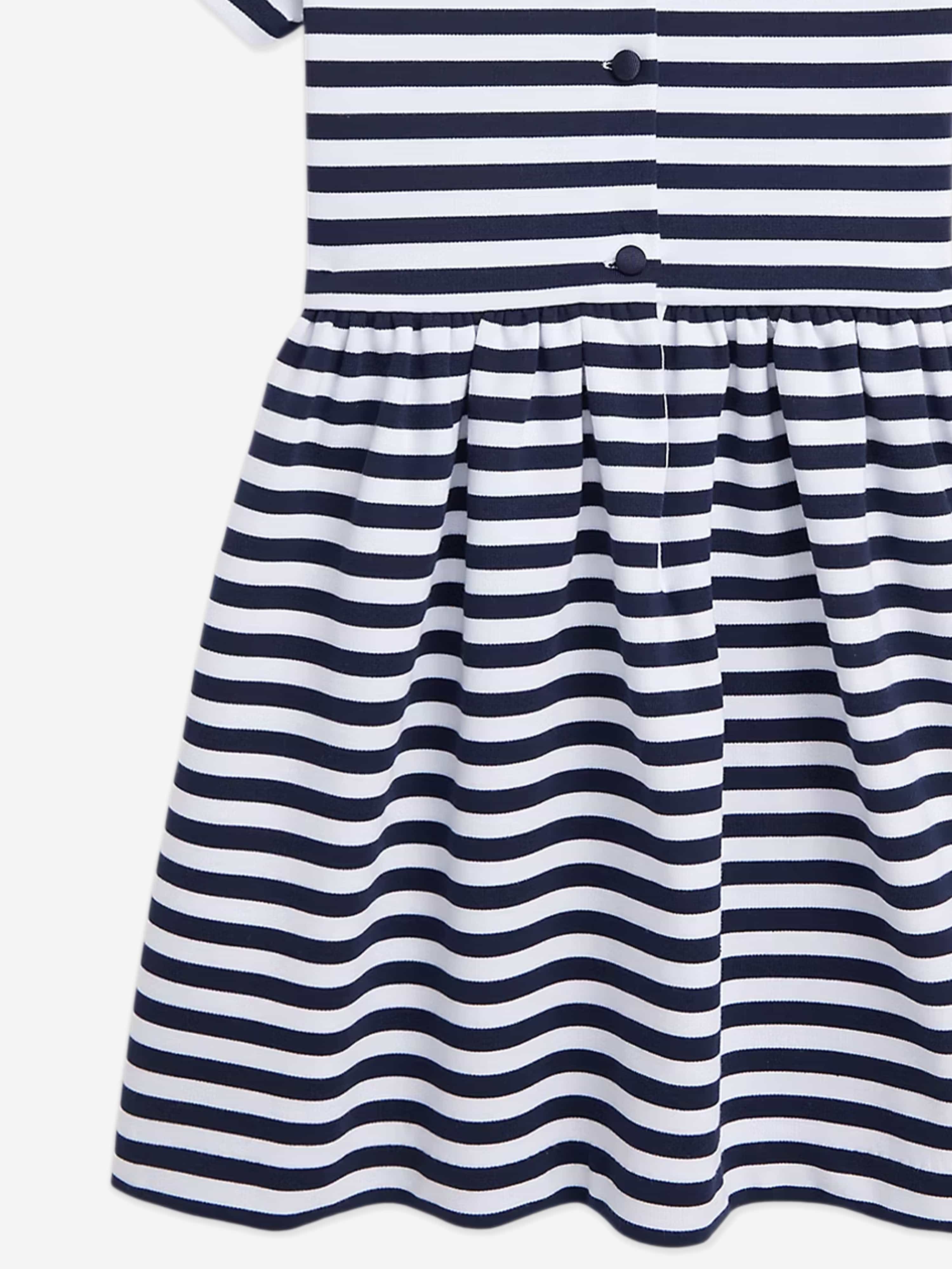 Ralph Lauren Girls Striped Polo Dress in Navy