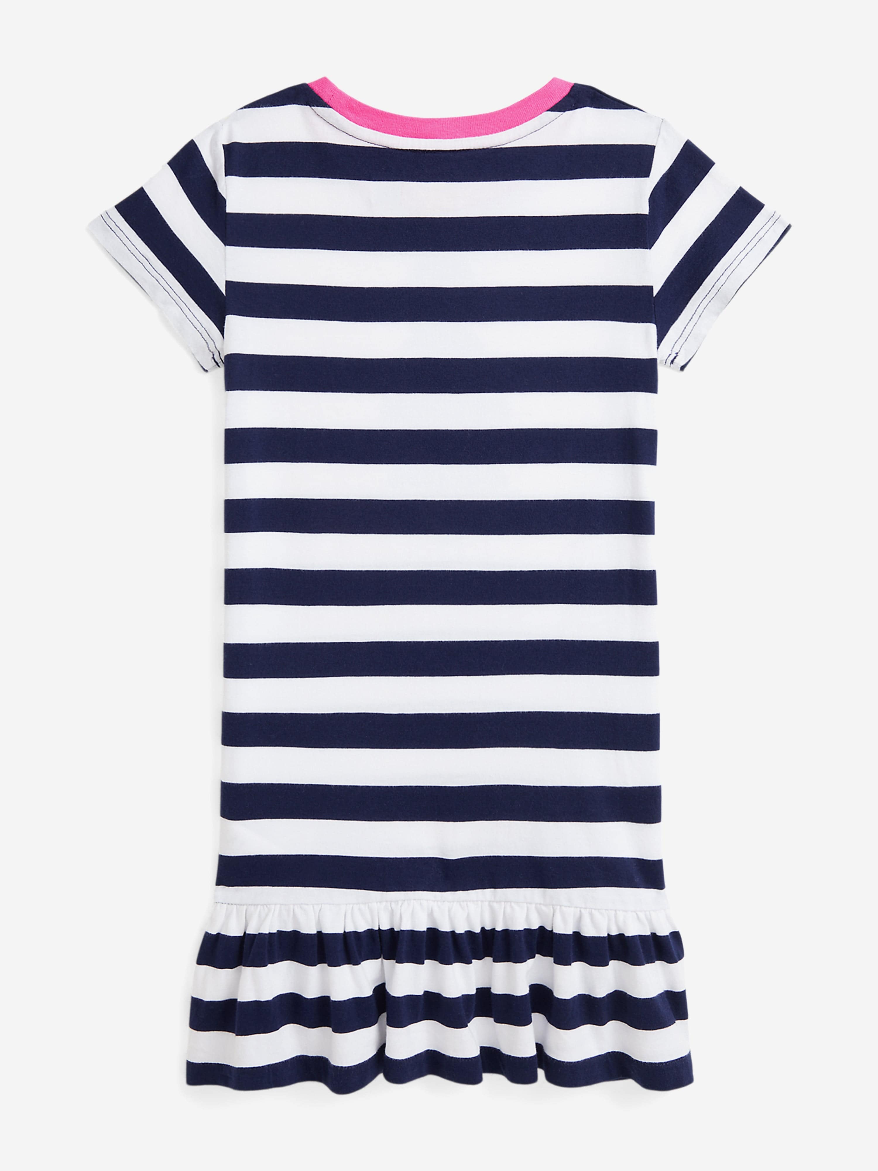 Ralph Lauren Girls Striped Polo Bear T-Shirt Dress in Navy