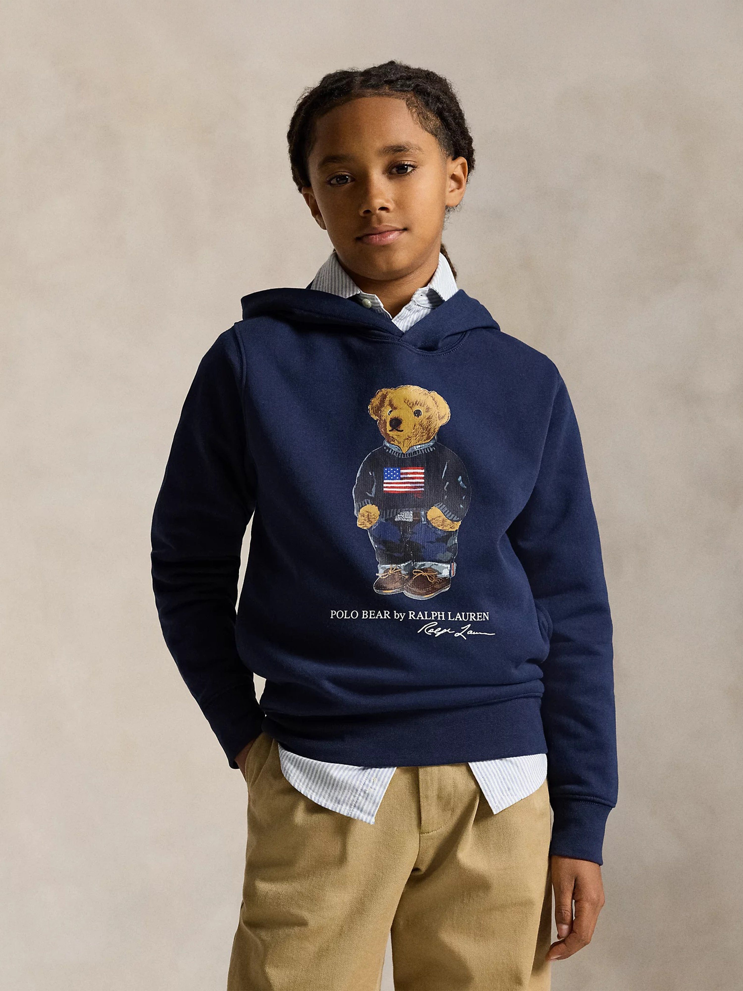 Ralph Lauren Boys Polo Bear Hoodie In Navy | Childsplay Clothing