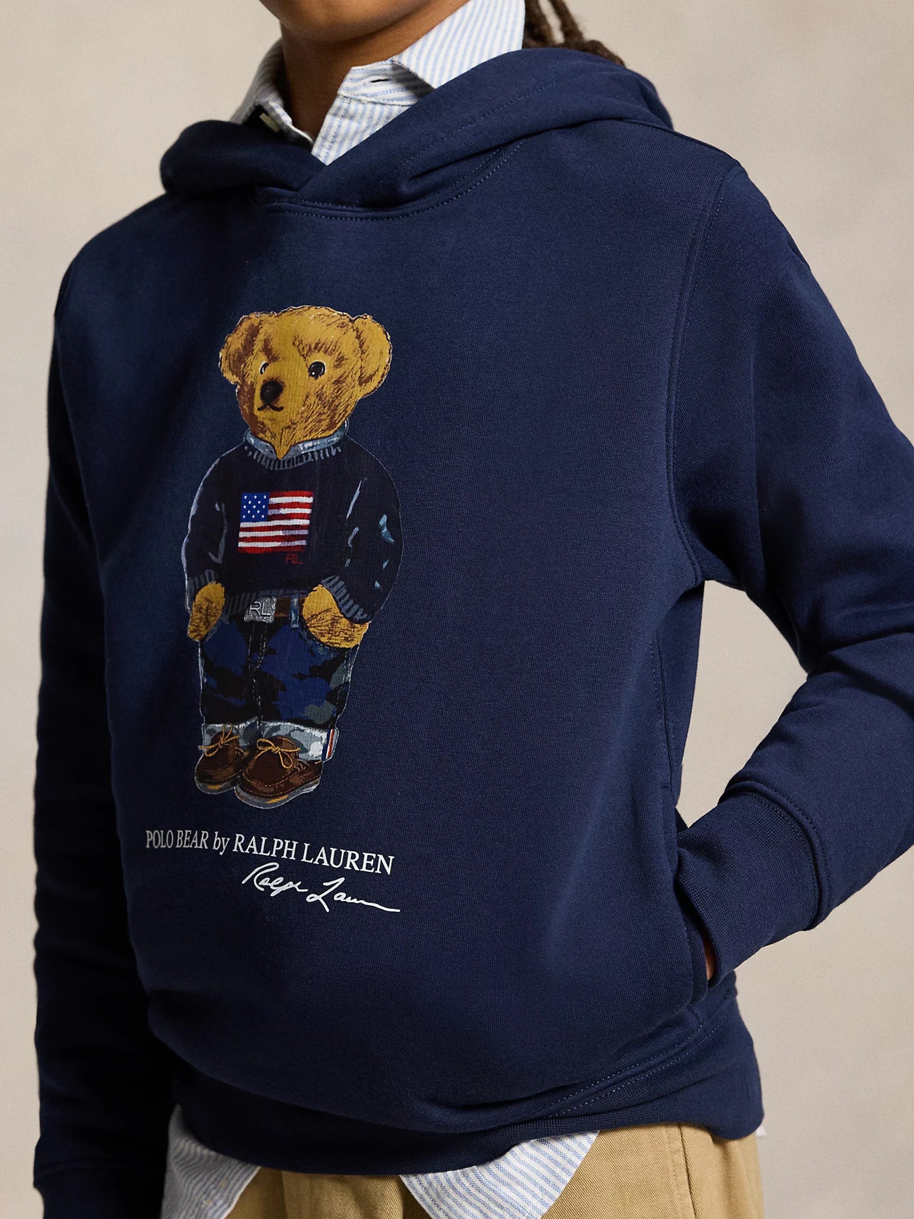 Ralph Lauren Boys Polo Bear Hoodie In Navy | Childsplay Clothing