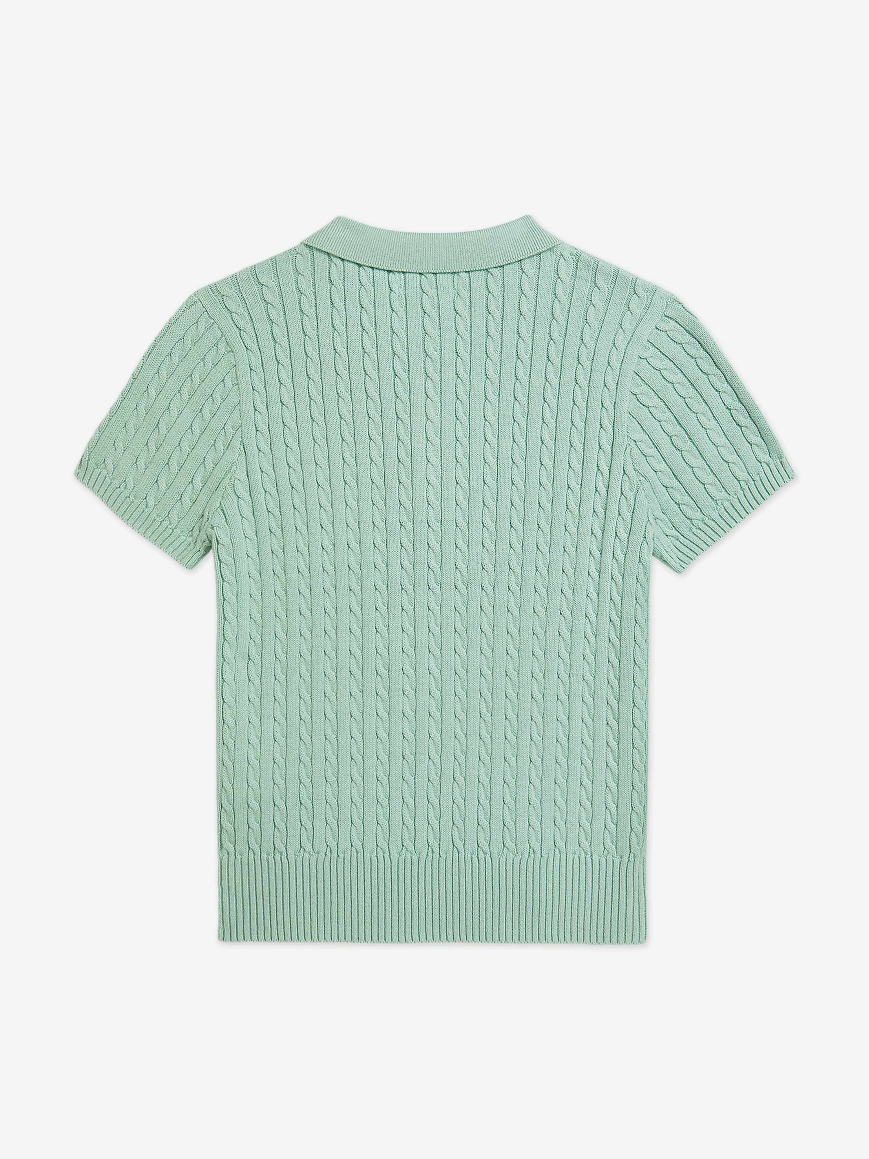 Ralph Lauren Girls Mini Cable Knit Polo Top in Green | Childsplay
