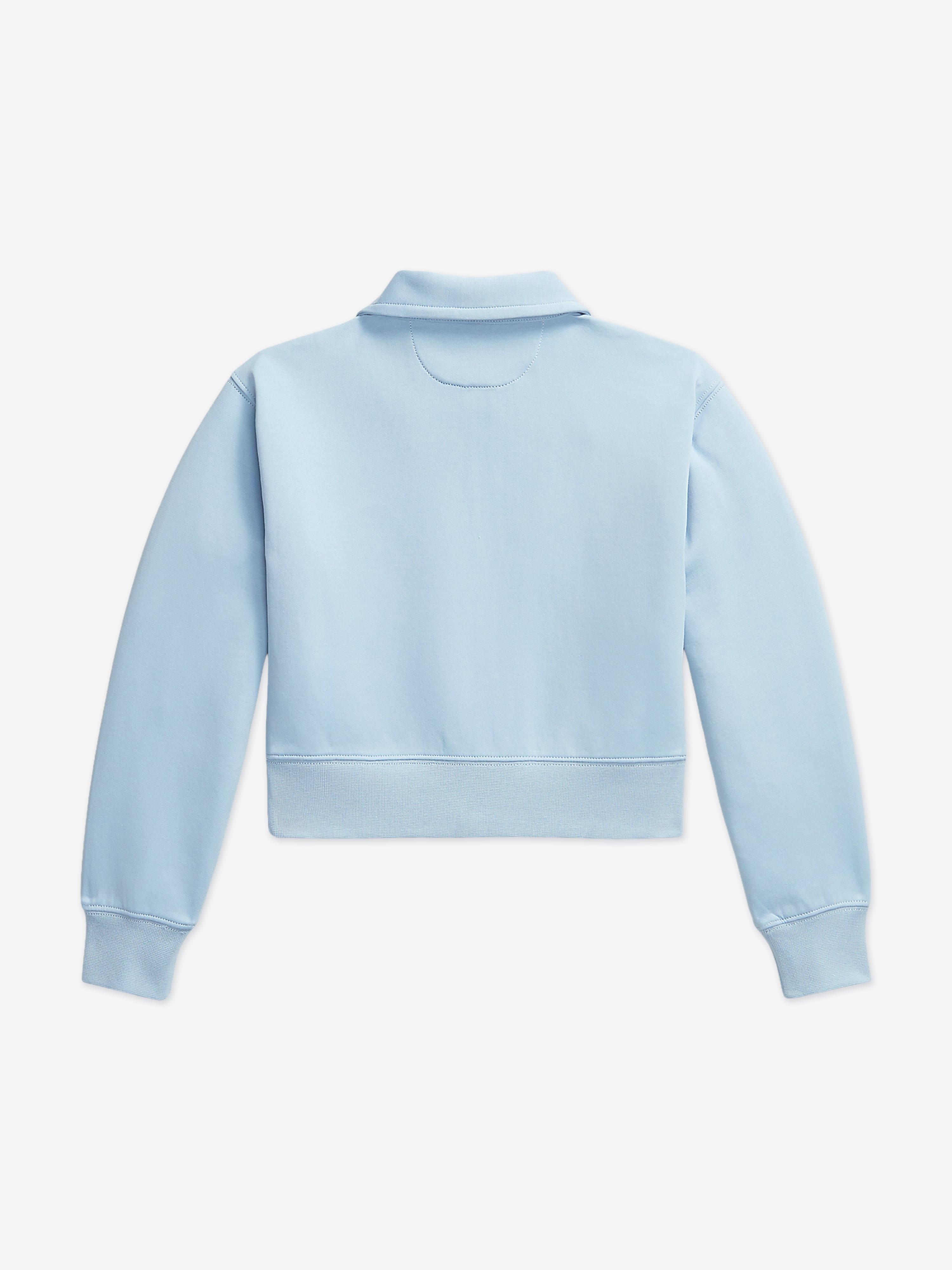Ralph Lauren Girls Technical Knit Half Zip Sweatshirt in Blue