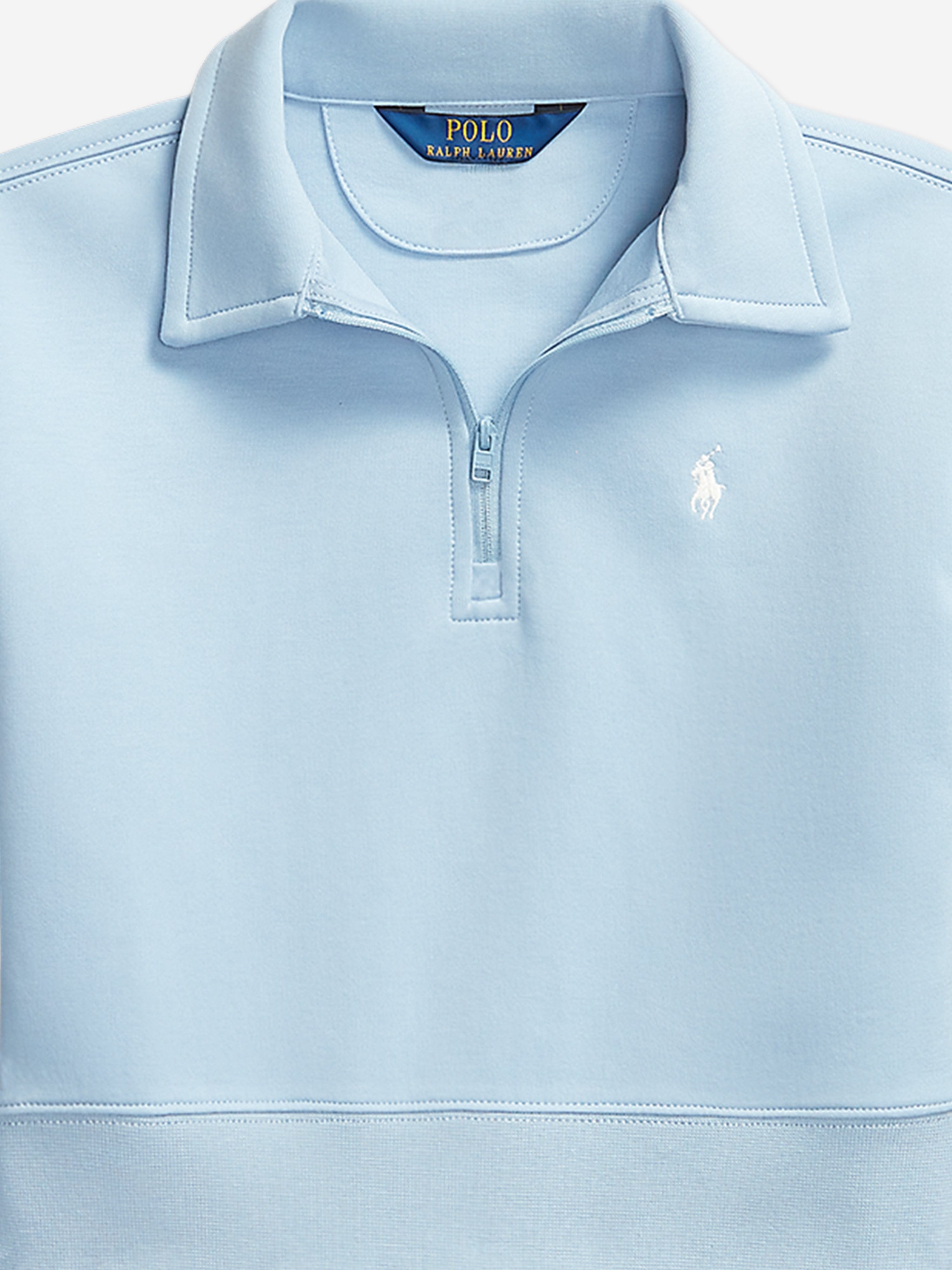 Ralph Lauren Girls Technical Knit Half Zip Sweatshirt in Blue