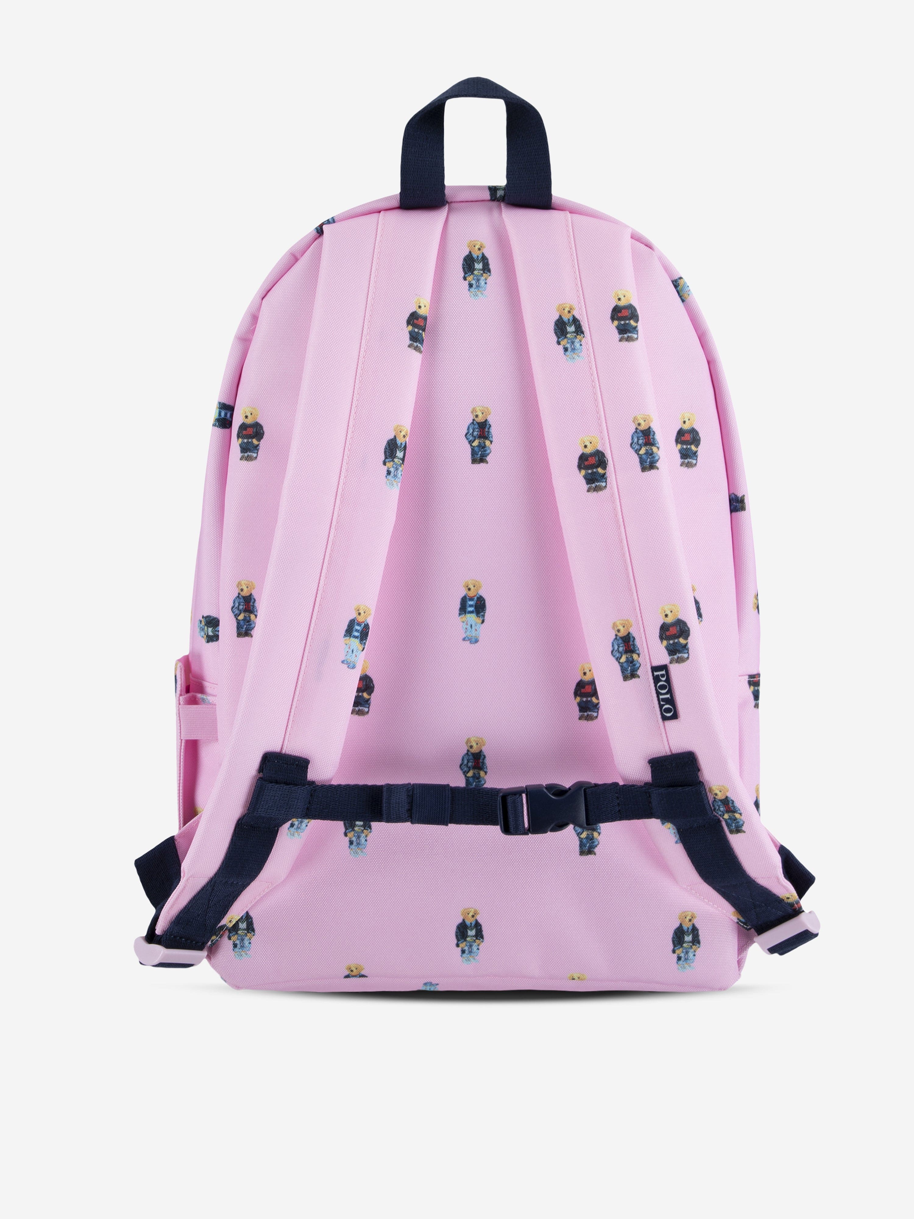 Ralph Lauren Girls Polo Bear Backpack in Pink (45cm) | Childsplay