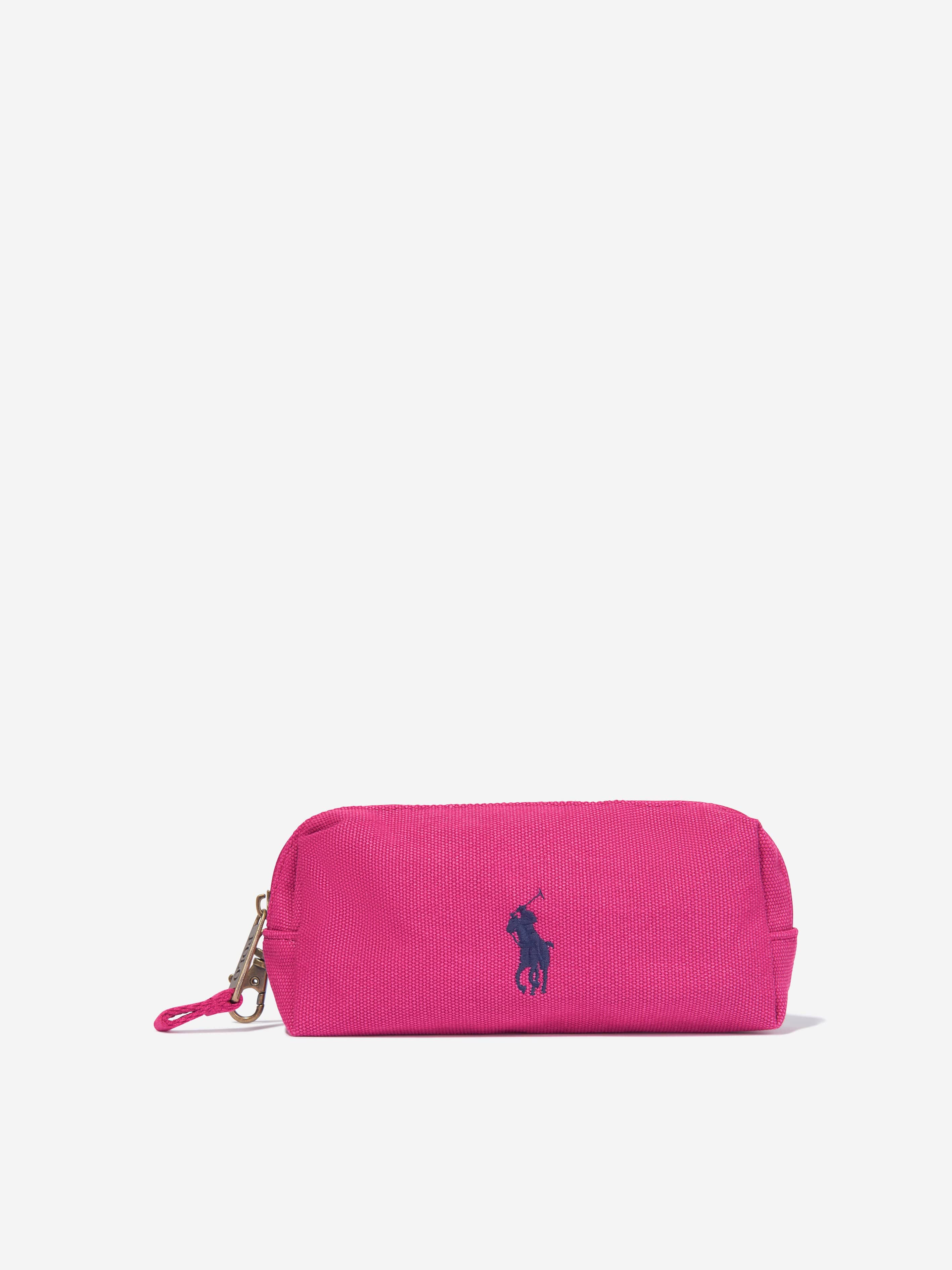 Ralph Lauren Girls Canvas School Backpack With Card Holder in Pink
