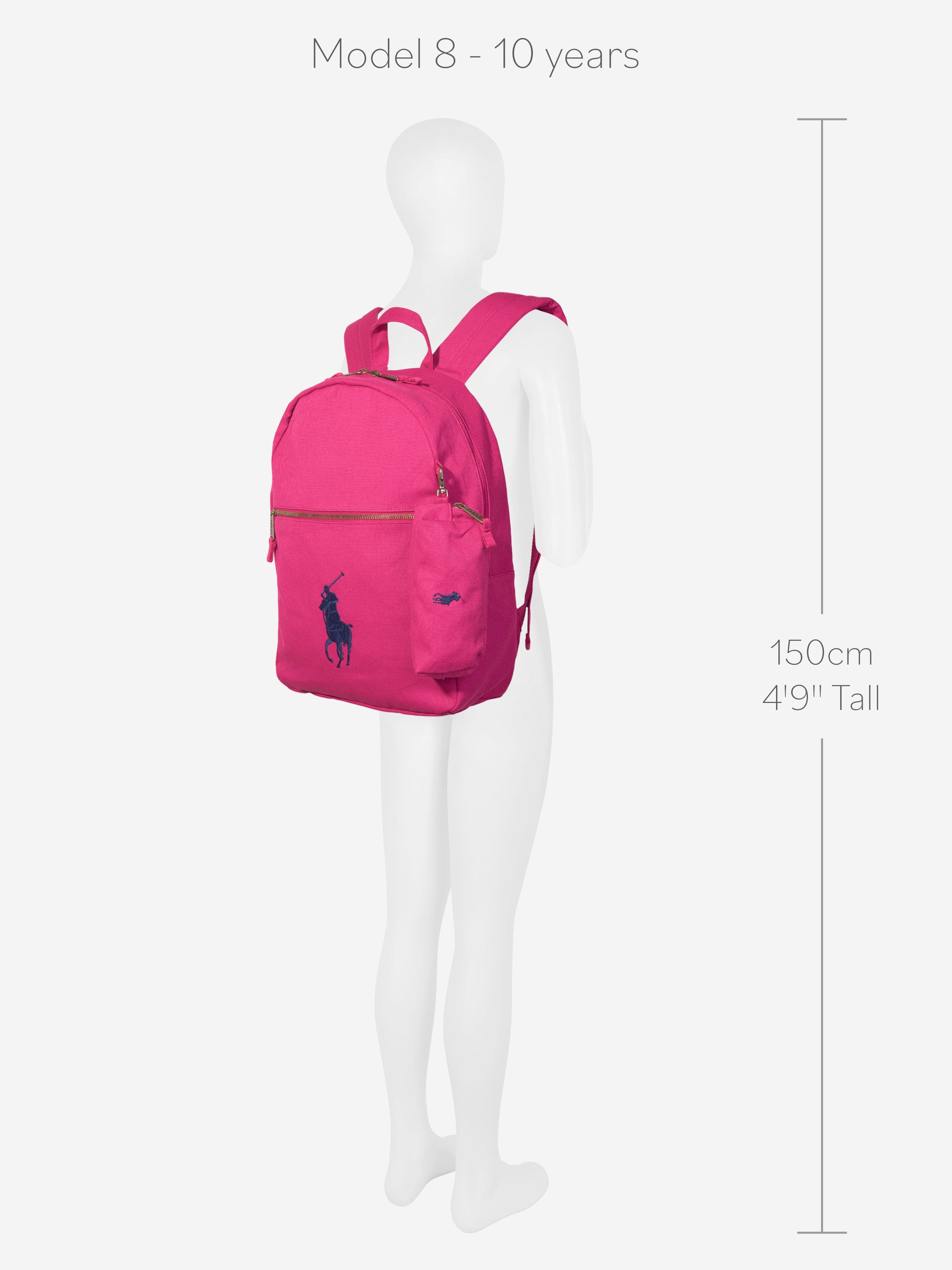 Ralph Lauren Girls Canvas School Backpack With Card Holder in Pink