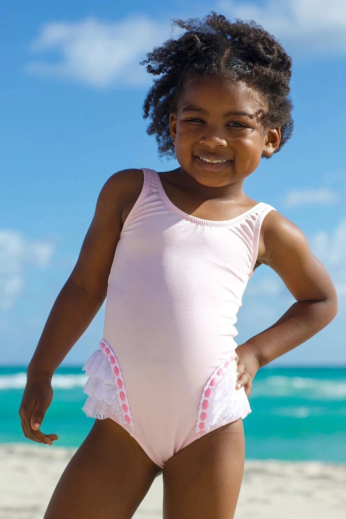 Treat Ürself トリートユアセルフ　angelic swimwear Nessi Byrd Girls Giulia Swimsuit in Pink | Childsplay Clothing