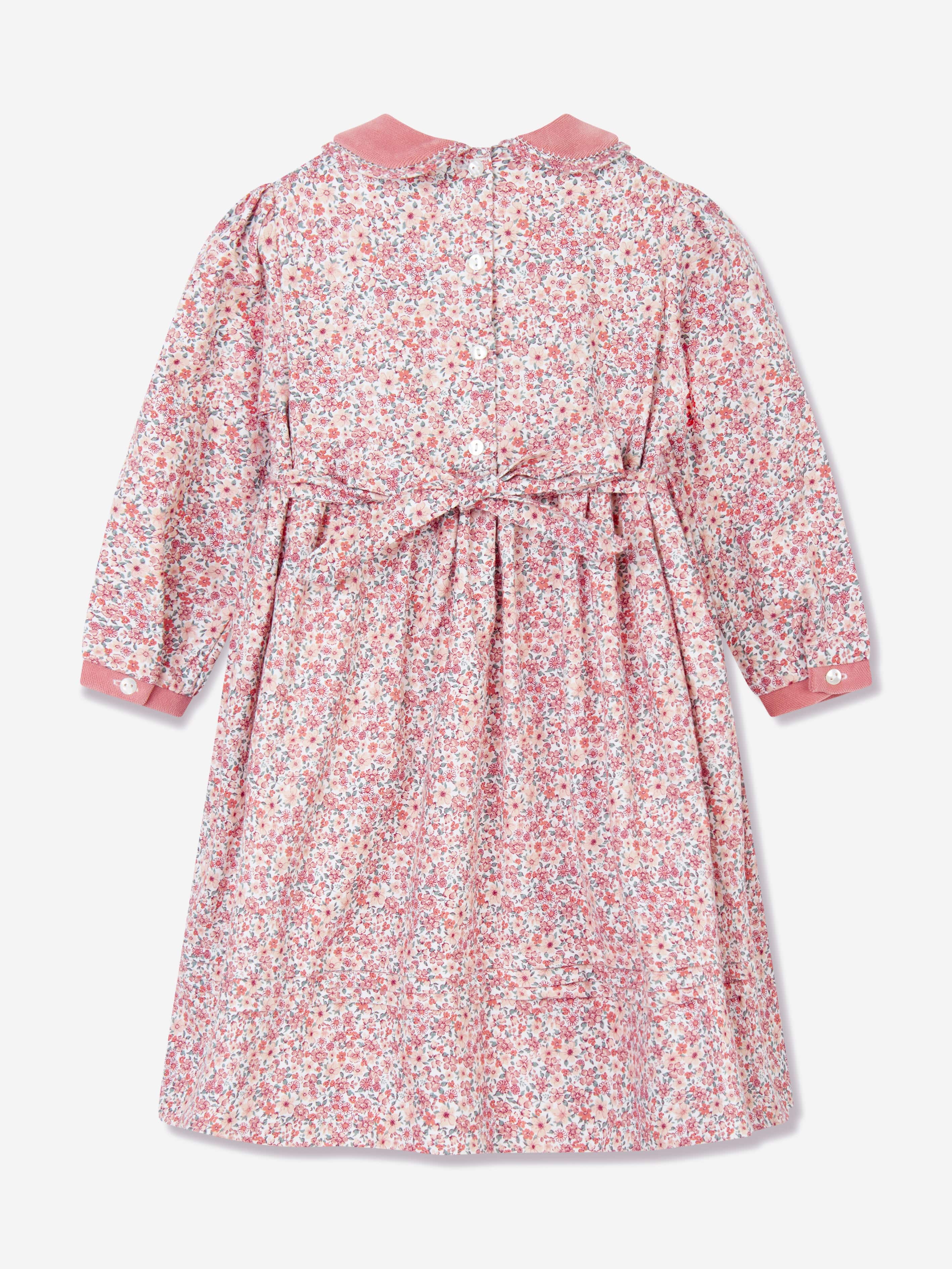 Sarah Louise Girls Floral Smocked Dress in Pink | Childsplay Clothing