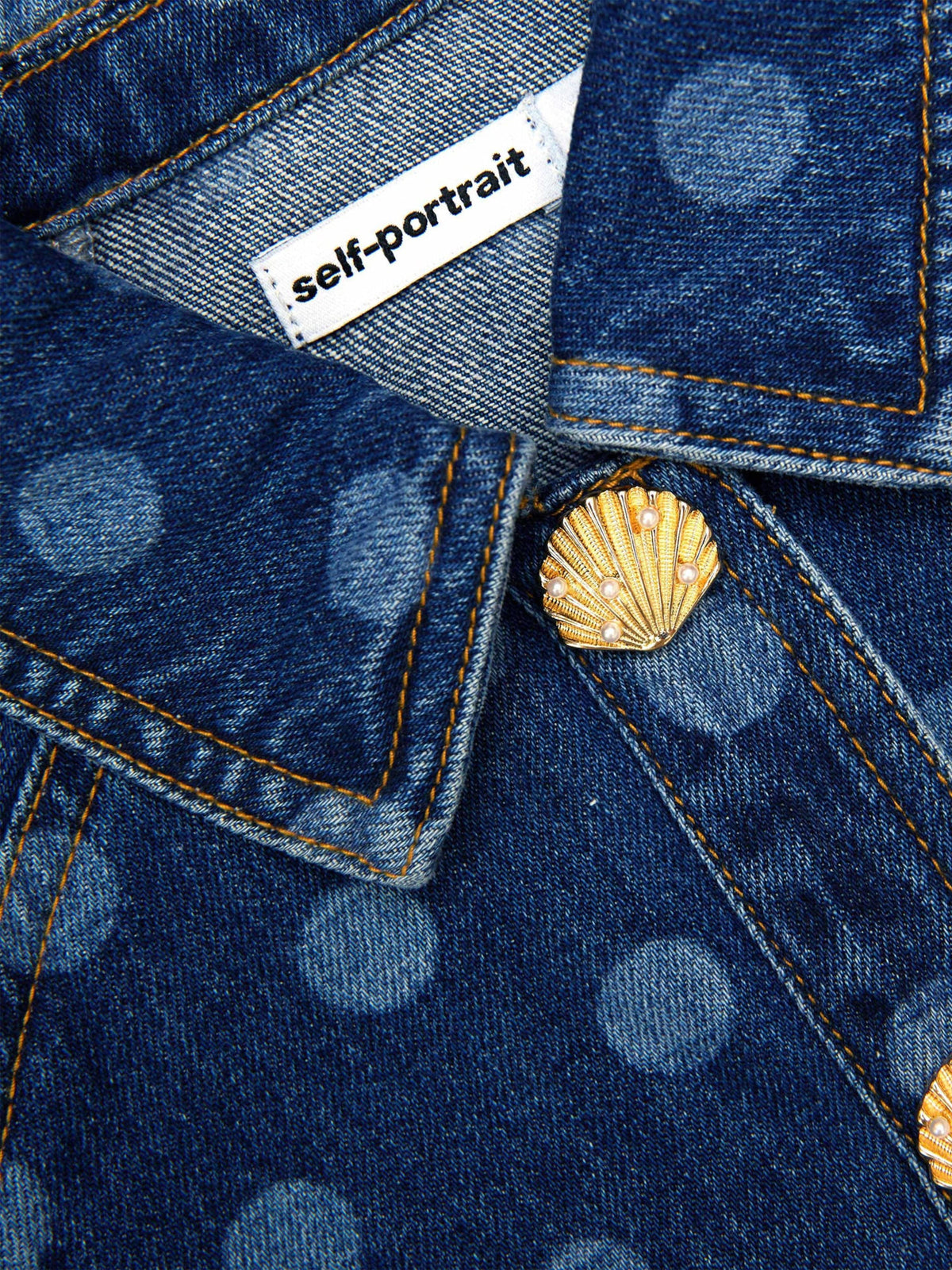 Self Portrait Girls Polka Dot Denim Jacket in Blue | Childsplay 