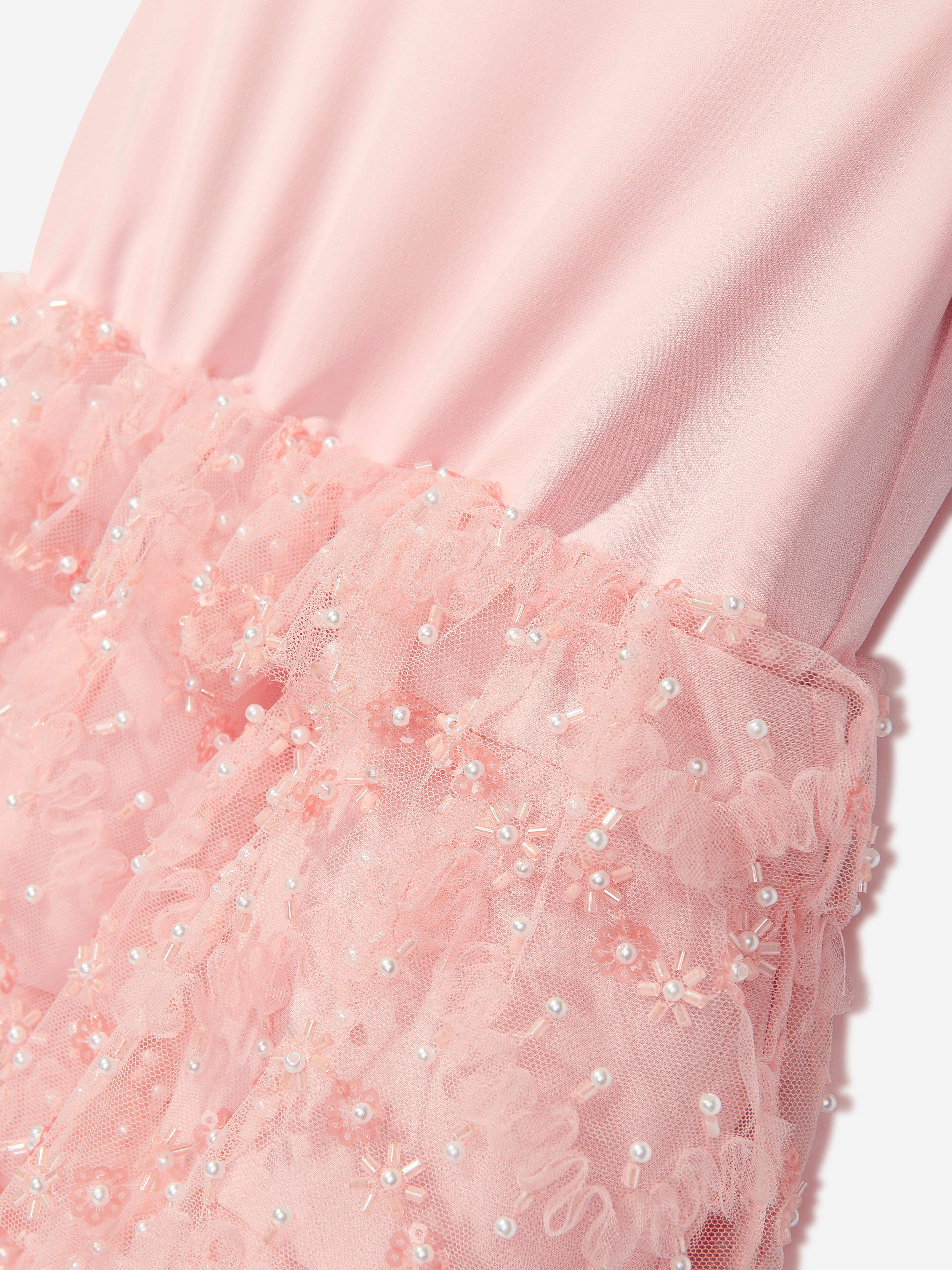 strapless open back dress Self Portrait Girls Sequin Dress in Pink