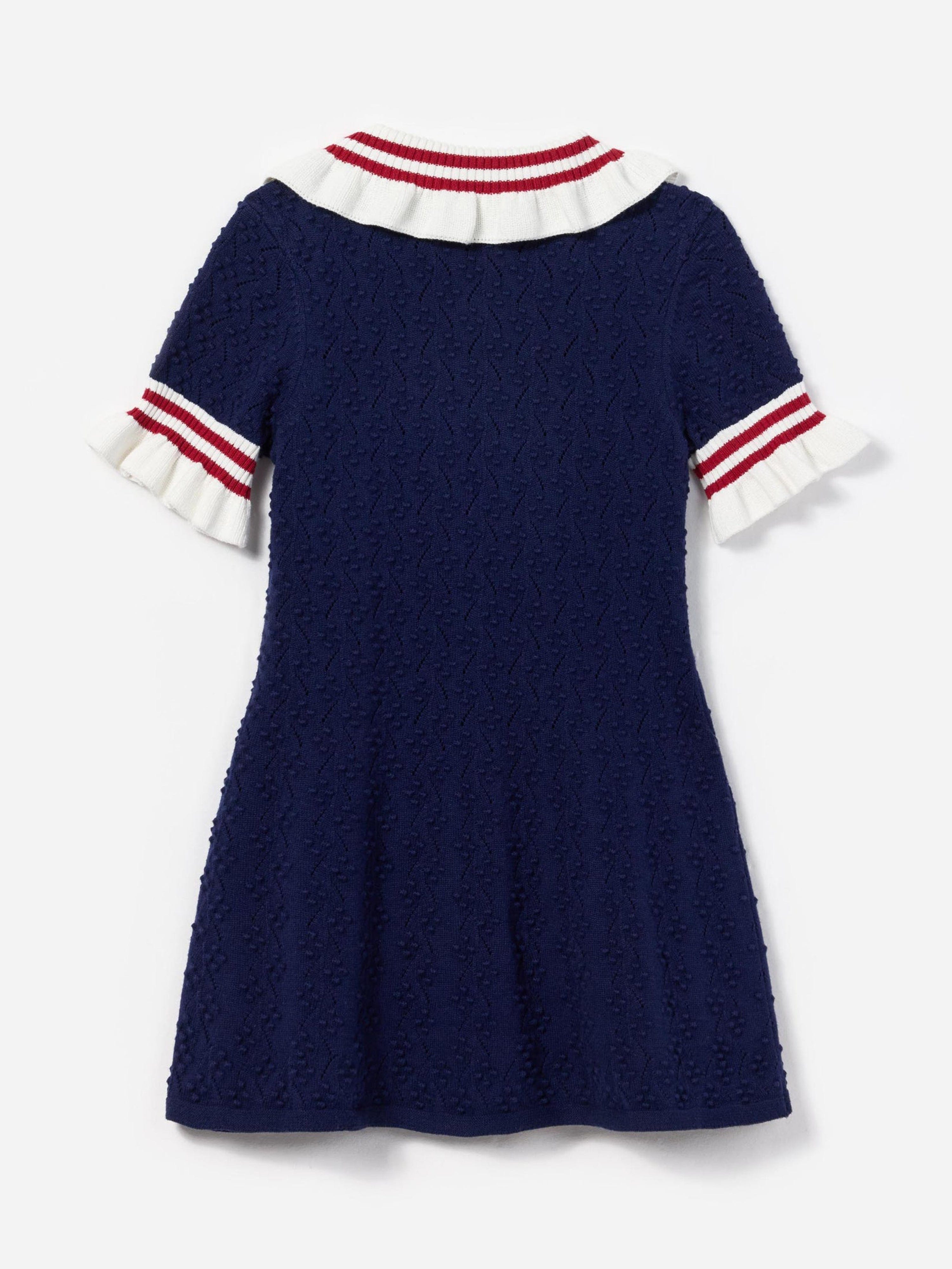Self Portrait Girls Textured Knit Dress in Navy