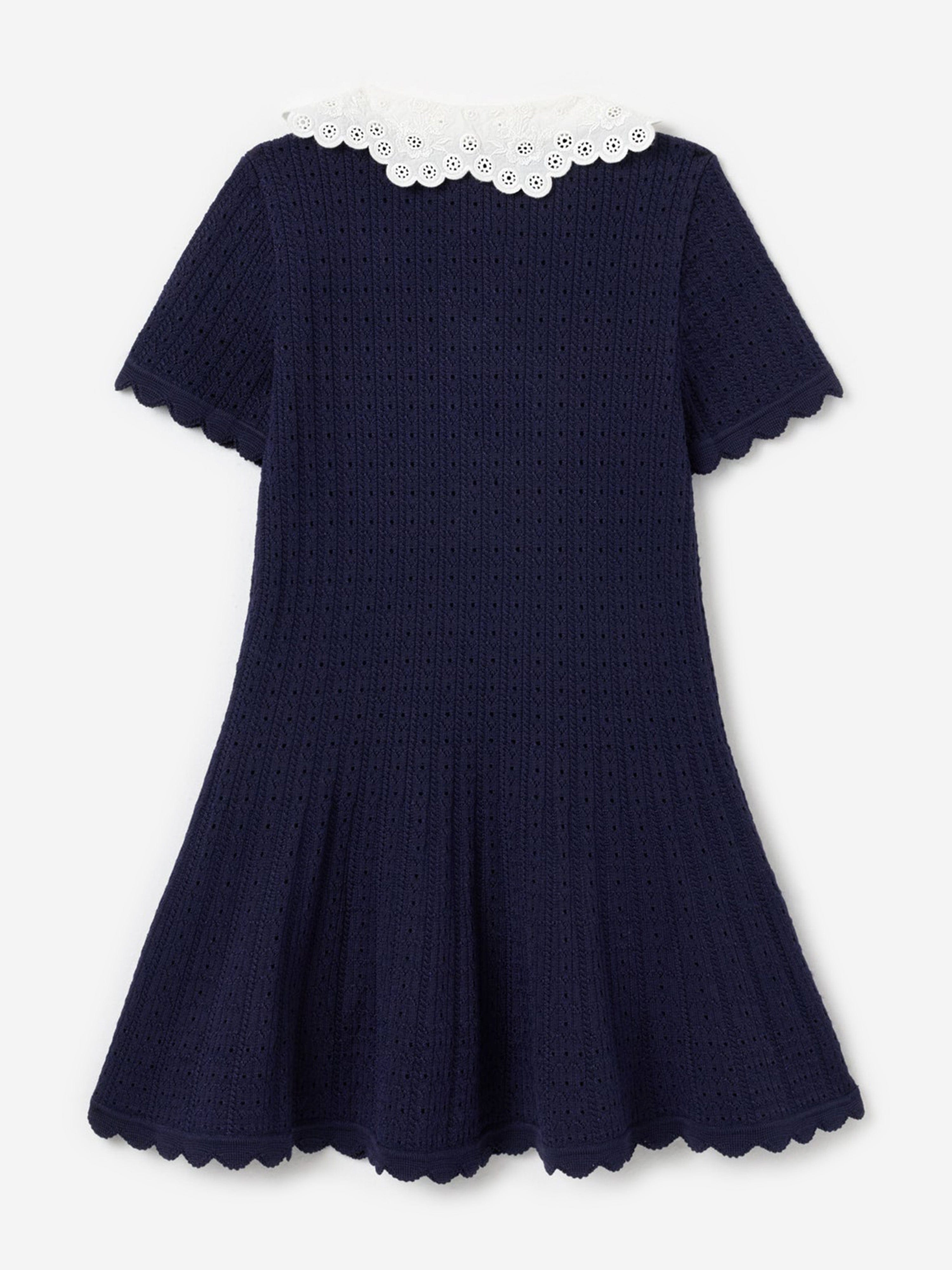 navy blue toddler dress Hope & Henry Girls' Organic Corduroy Flutter Sleeve Jumper Dress, Navy Fine Wale, 8 main image 0
