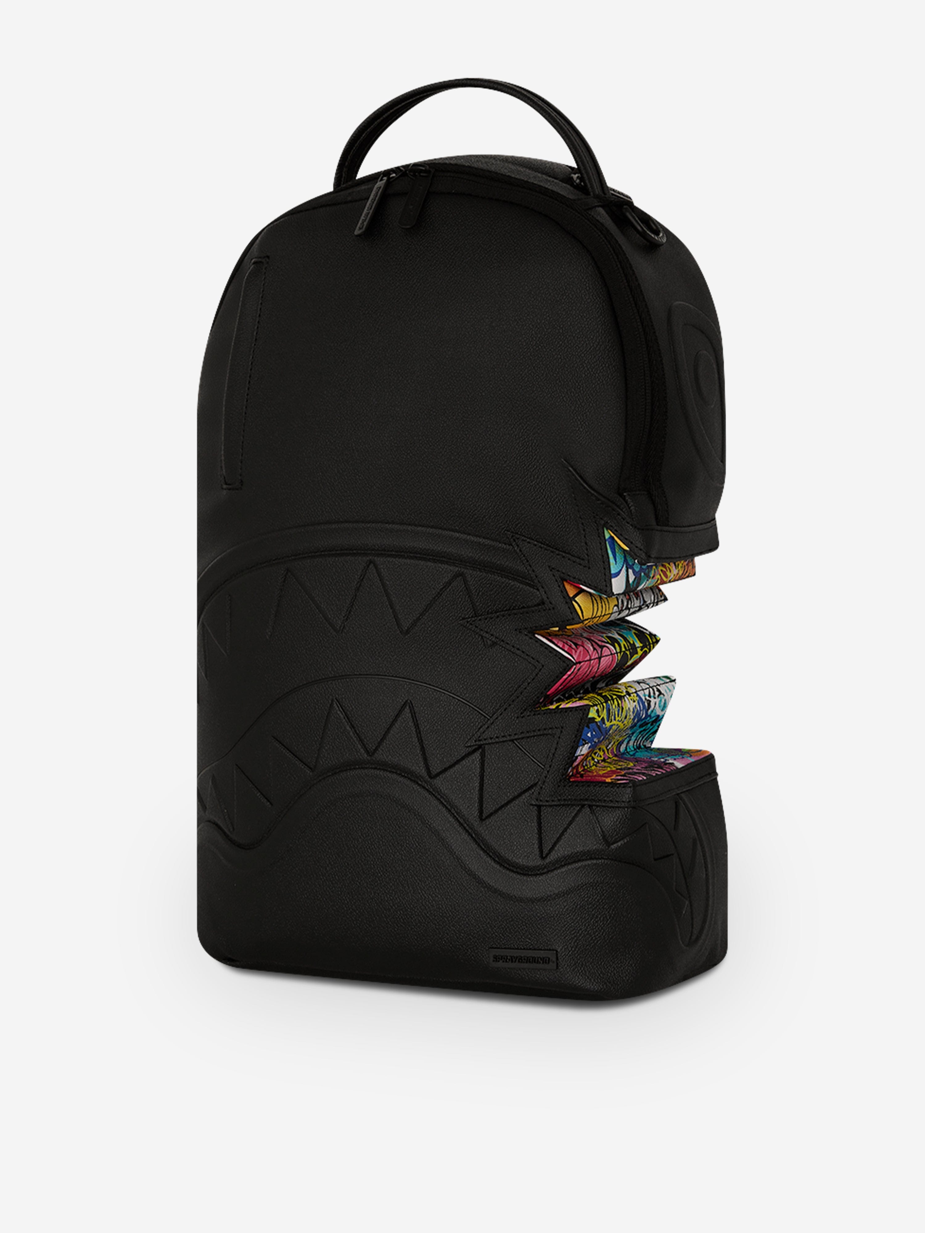Sprayground Kids Graffiti Bite DLX-Bite Backpack in Black (43cm