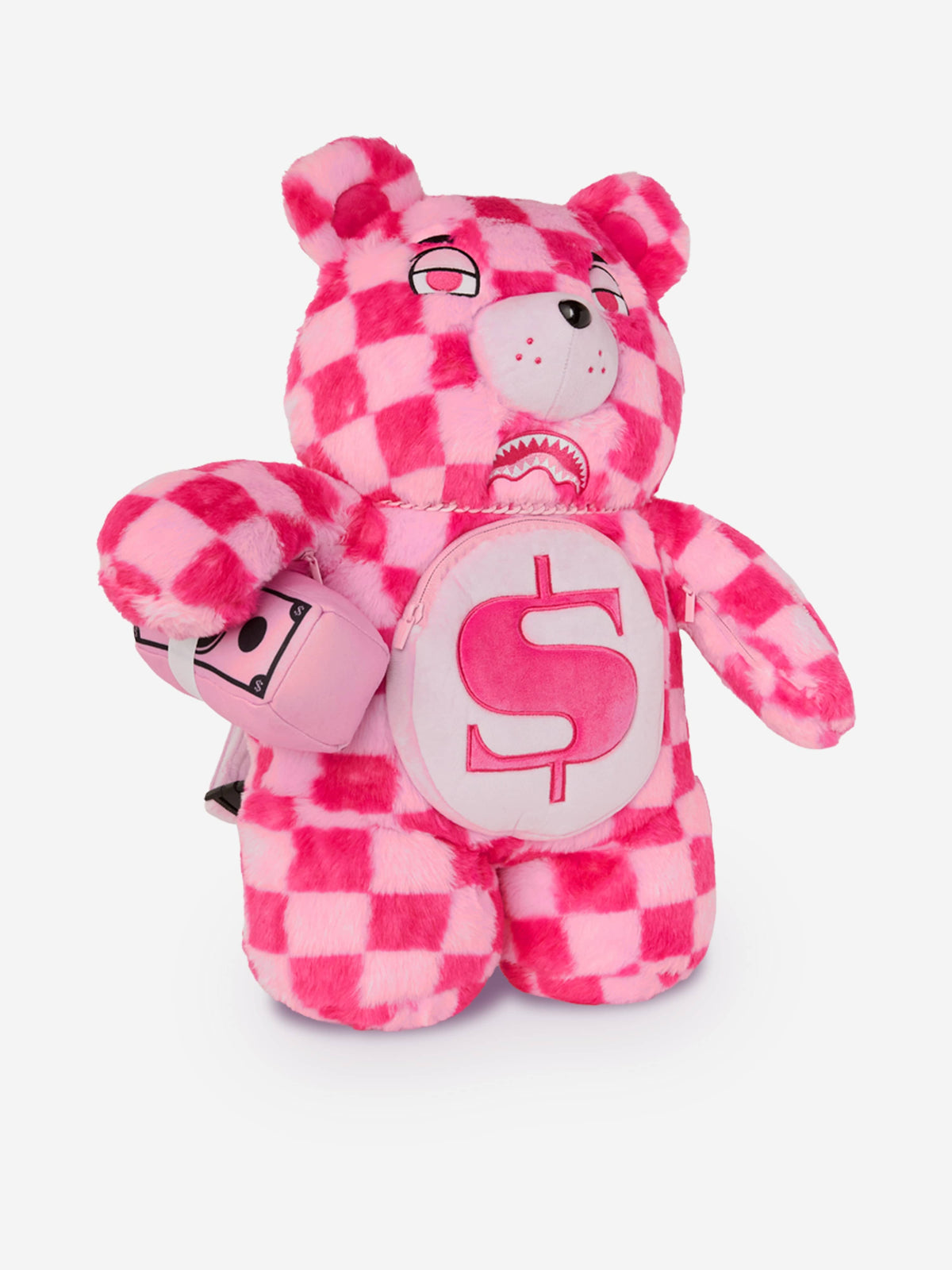 Sprayground Girls Fur Check Money Bear Backpack in Pink (63cm 