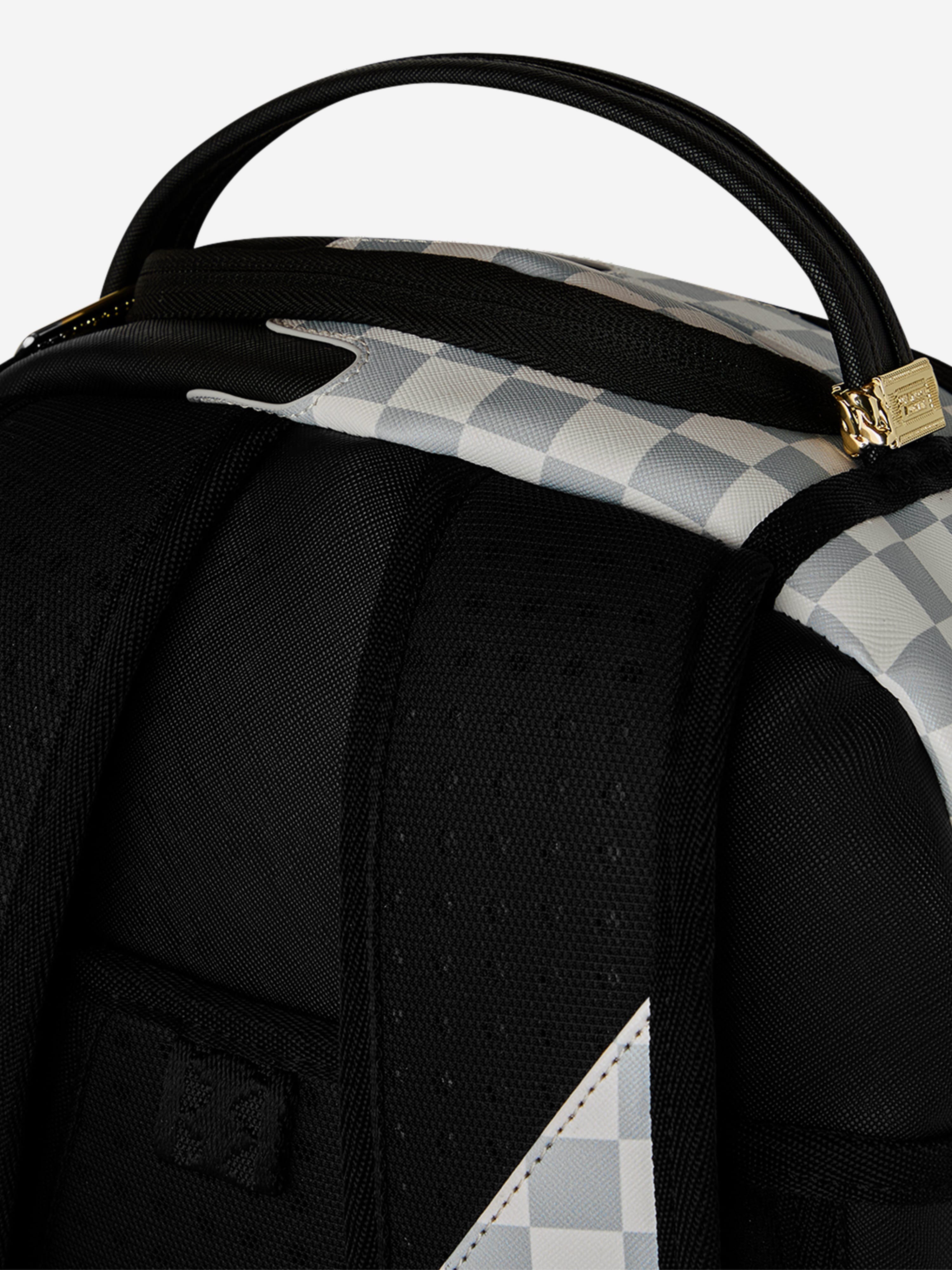 Sprayground Kids Cream Check Side Drip Backpack in Black (45cm