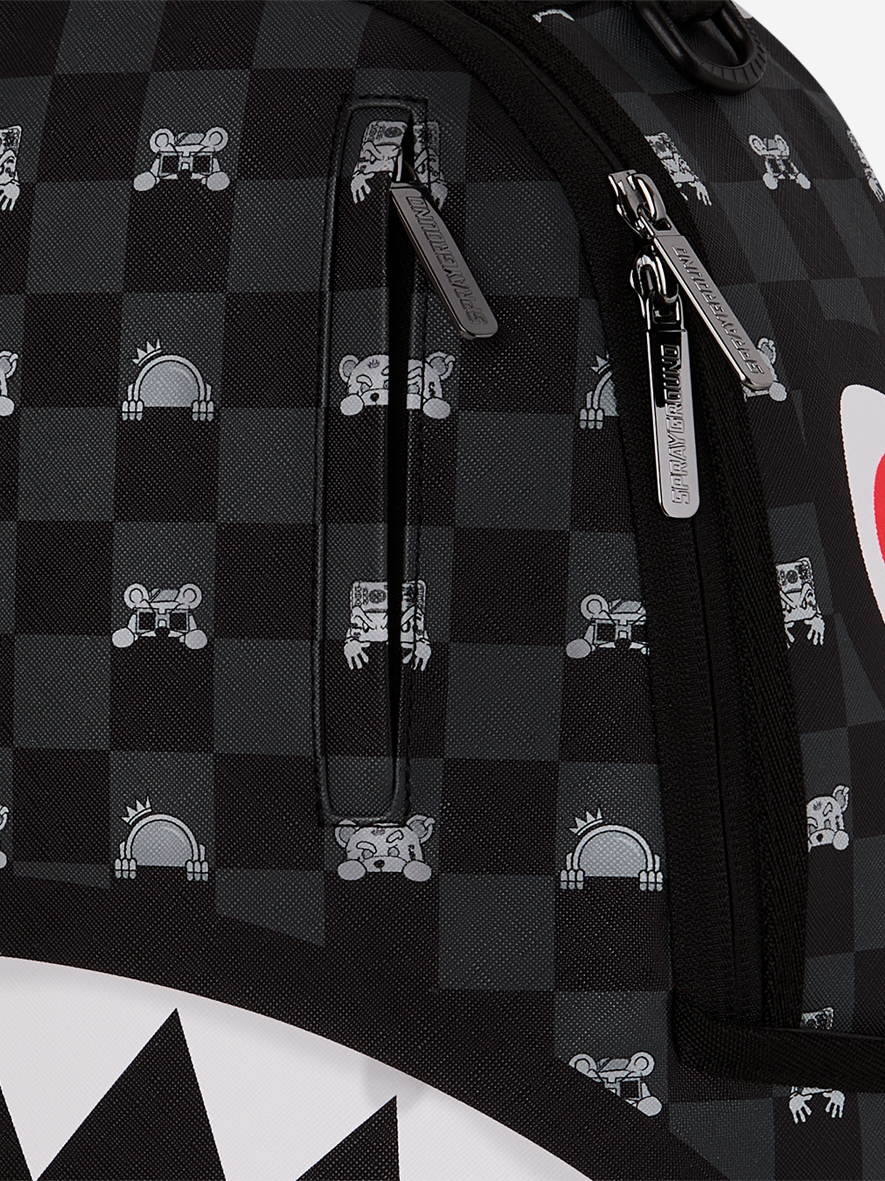 Sprayground Kids Peeking Character Check Backpack Black 45cm