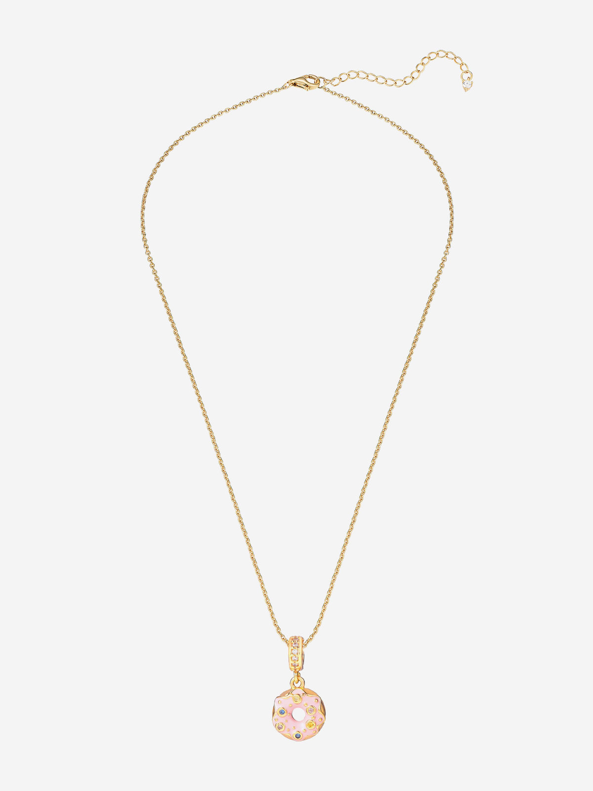 Secret Spoils Girls Pink Doughnut Flower Necklace in Gold (40cm)