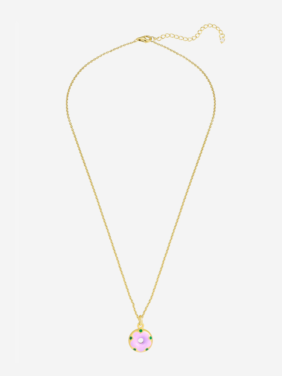 Secret Spoils Girls Purple Doughnut Flower Necklace in Gold (40cm)