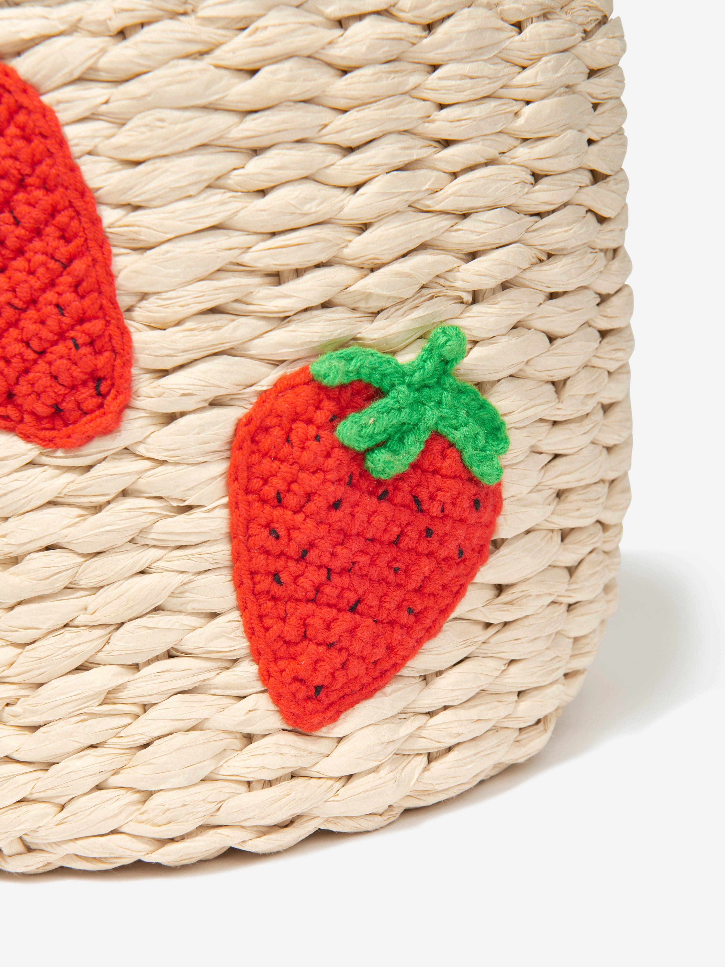 Stella McCartney Girls Strawberry Bucket Bag in Beige (19cm
