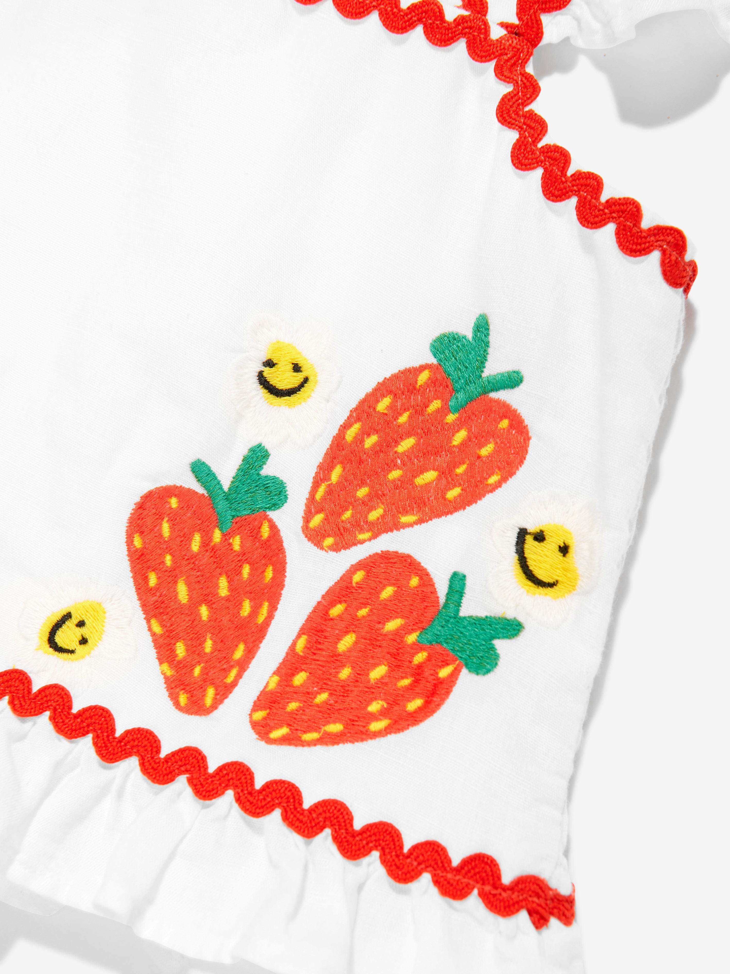 Stella McCartney Girls Linen Strawberry Top in Ivory | Childsplay
