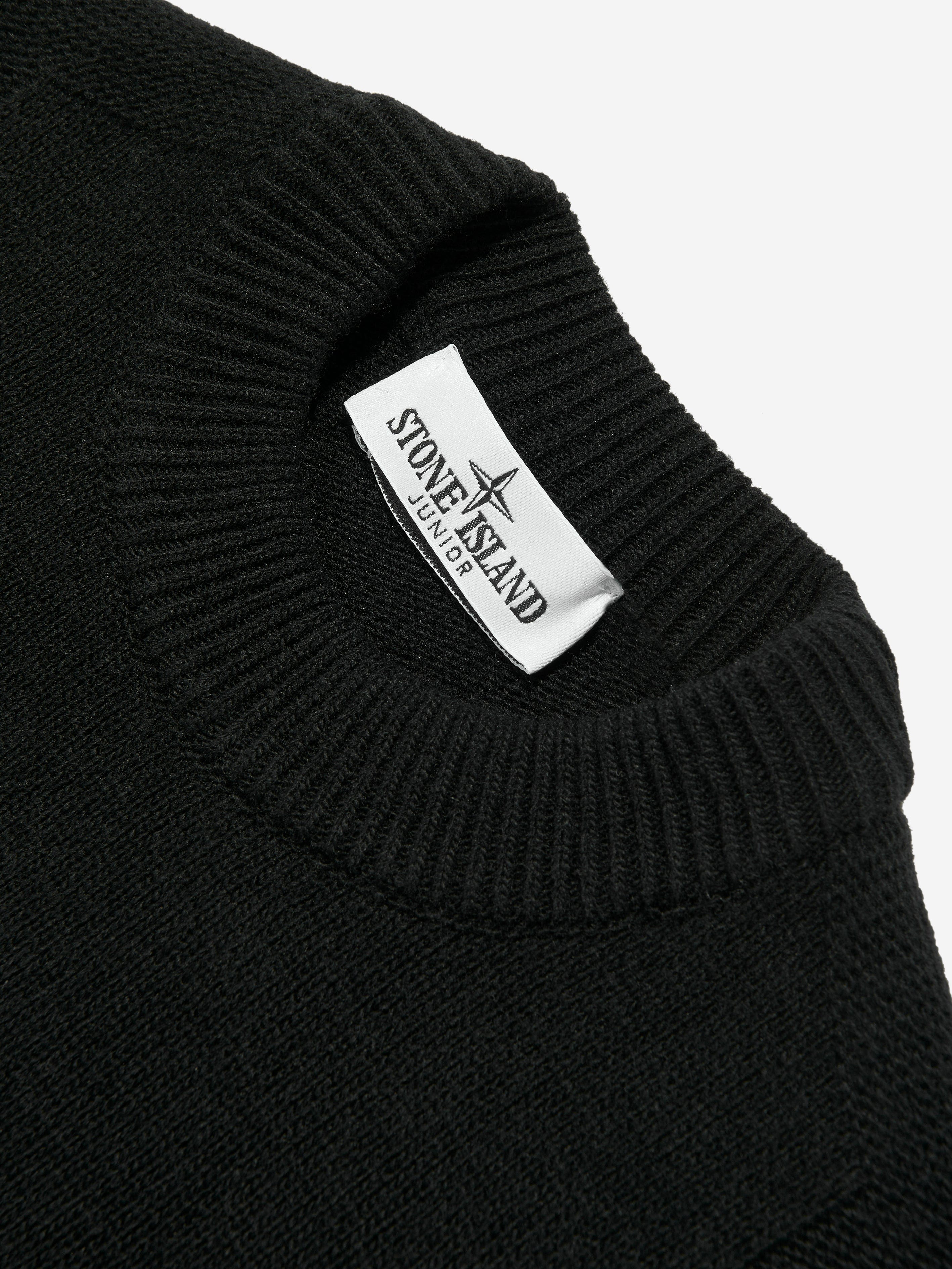 Stone Island Boys Wool Knitted Jumper in Black | Childsplay Clothing
