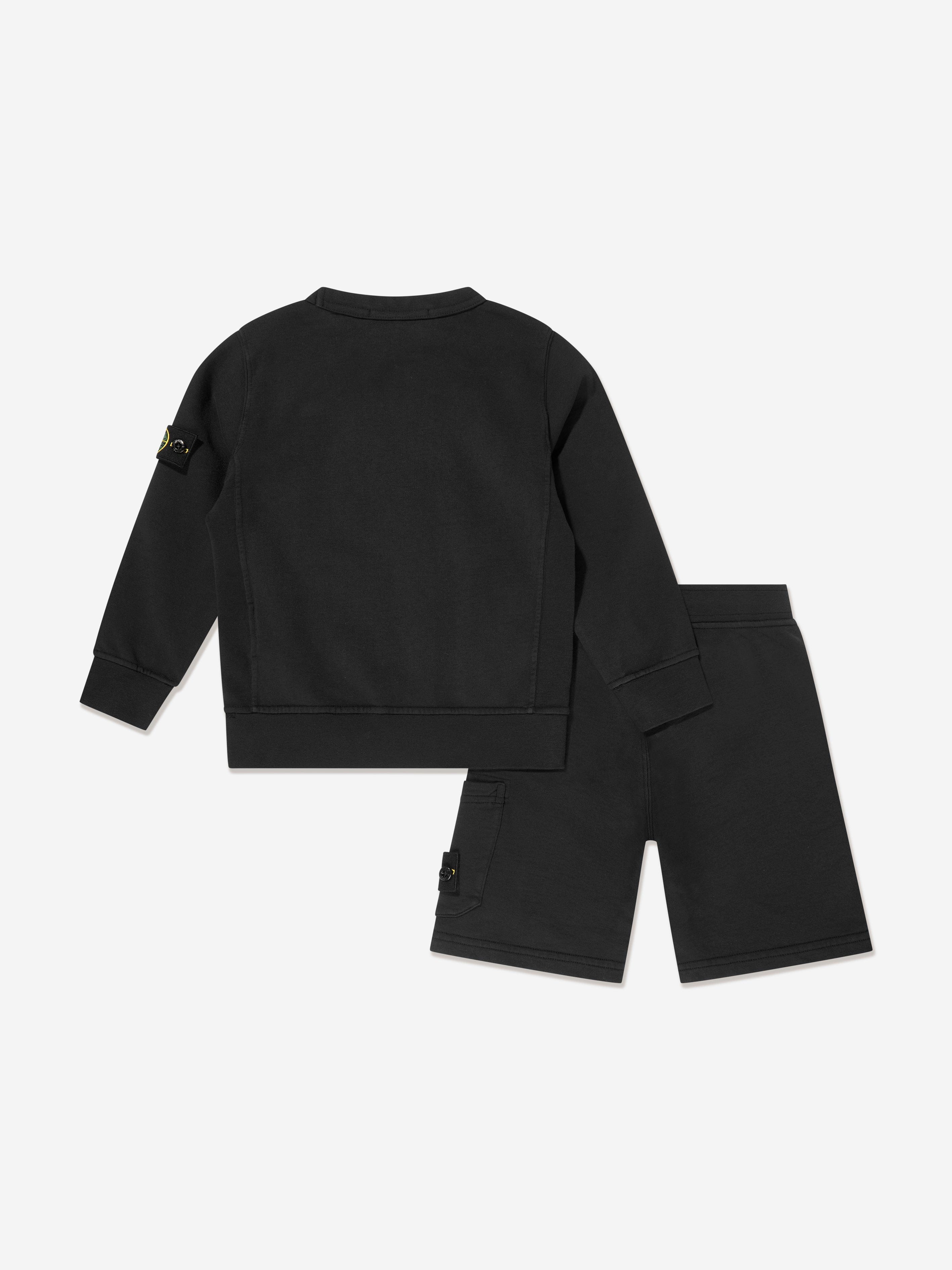 Stone Island Boys Compass Logo Short Set in Black | Childsplay